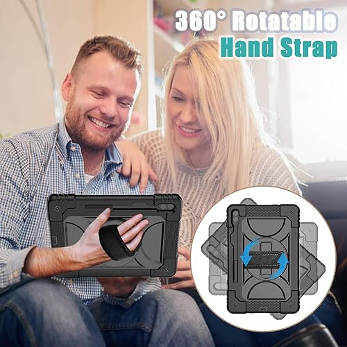 Miniatura 6 de Funda para Samsung Galaxy Tab S9 Plus de 12.4 pulgadas 2023 (SM-X810816818), resistente con protector de pantalla de vidrio templado y soporte