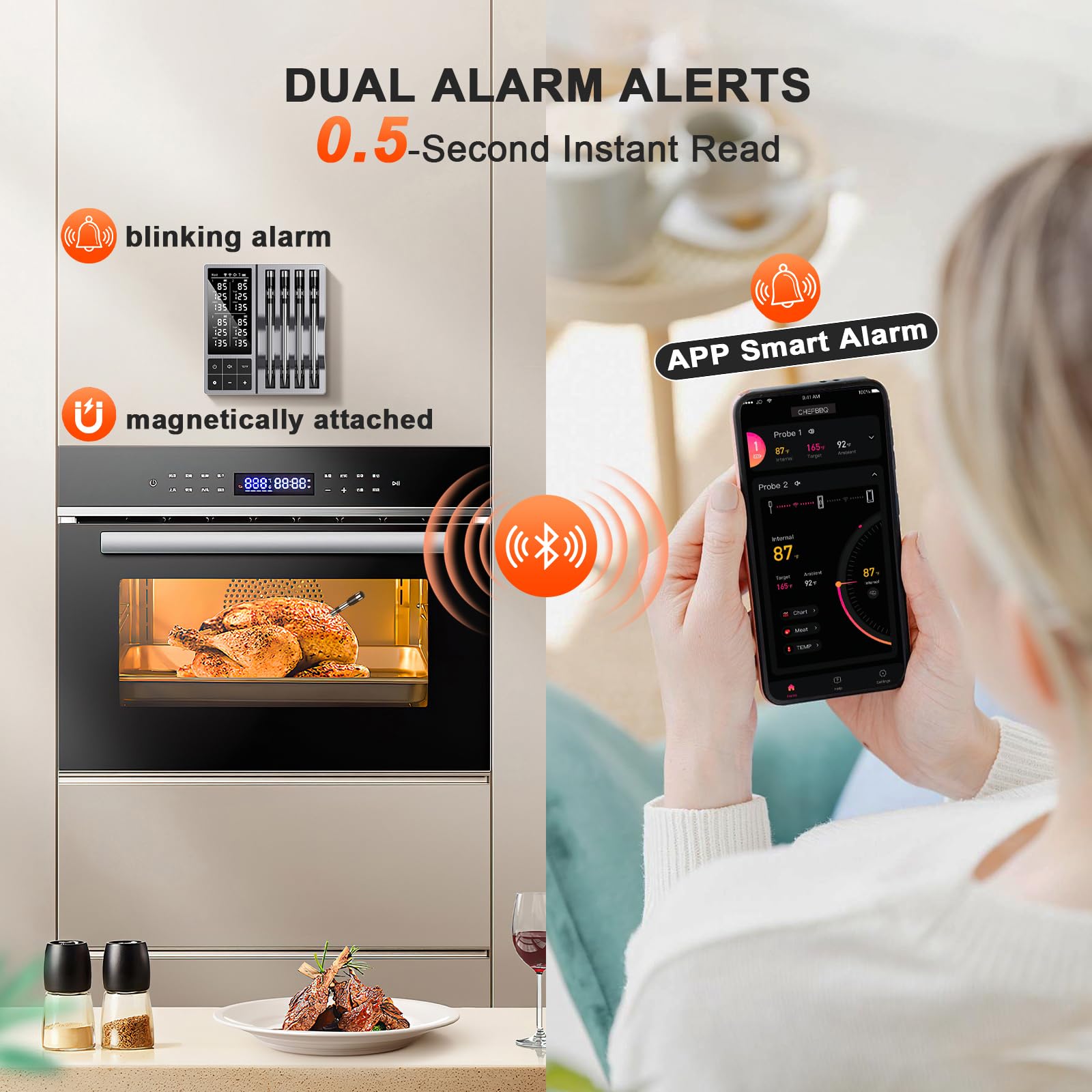 Bluetooth Wireless Meat Thermometer Digital for BBQ Grill Smoker