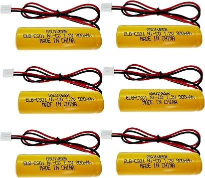 ELB-CS01 1.2 Volt Emergency Exit Battery Ni-CD 1.2v 900mAh Exit Sign Light Batteries Compatible with Unitech AA900mAh OSA268 ELB CS01 Lithonia EXR LED EL M6 Custom-322 6 Pack