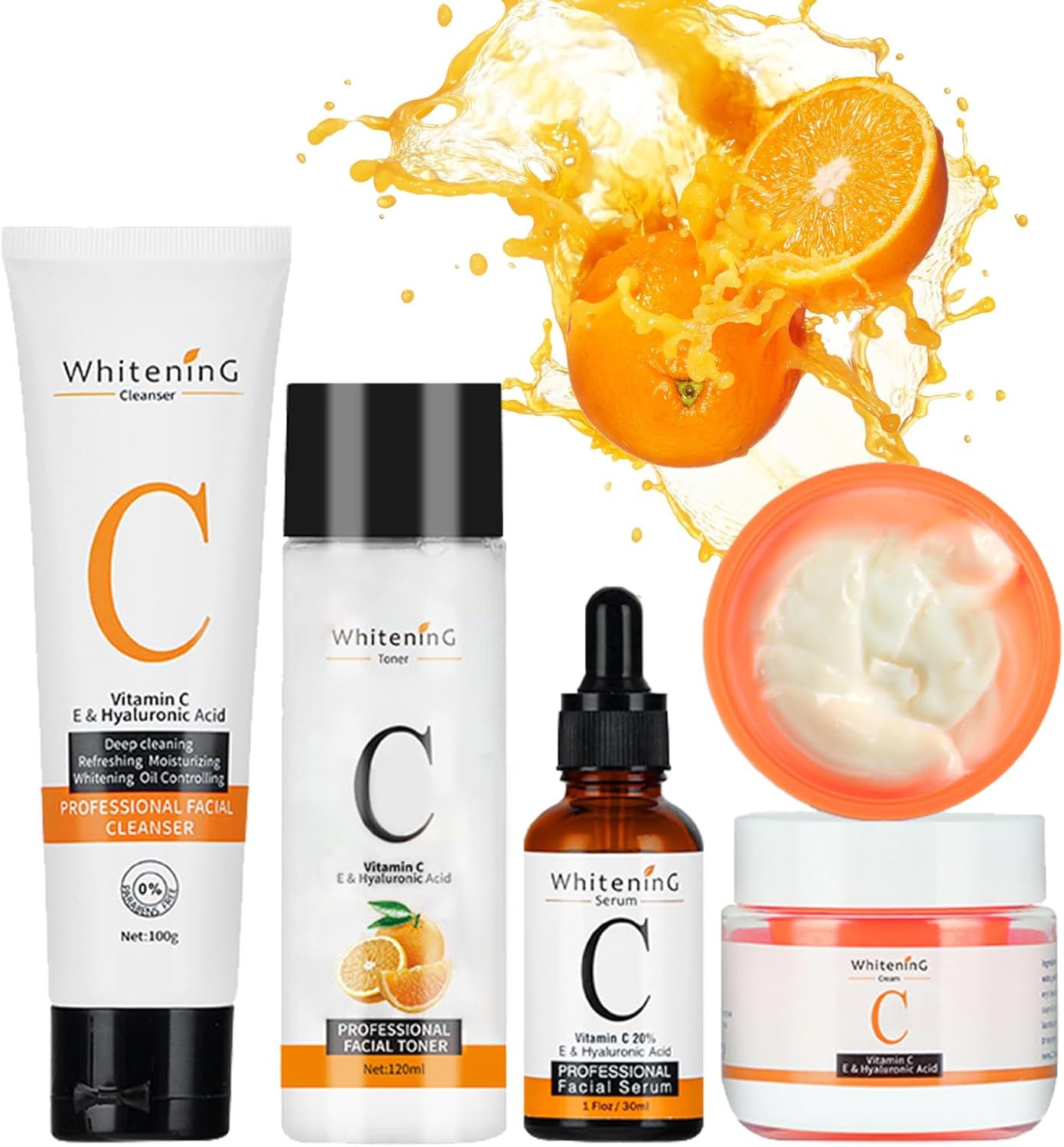 wimony Skin Care Gift Set ,Simple Skincare Gift Set, Vitamin C Serum for Gifts for Women, Moisturizing and Refreshing Skin Care Gift Sets-Cleanser,Serum,Toner,Cream (4PCS)