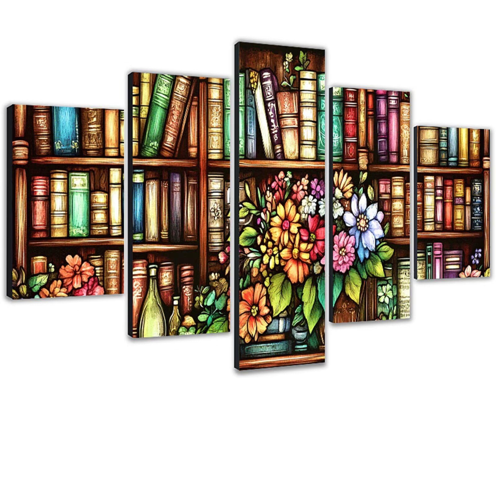 Diamond Painting Erwachsene Groß XXL 5 Teilig 100x200cm, 5D Diamond Painting Blume Diamant Paintings Bilder Bastel Sets, DIY Malen Nach Zahlen Erwachsene, Bausätze für Diamantmalerei Buch 0m-1034