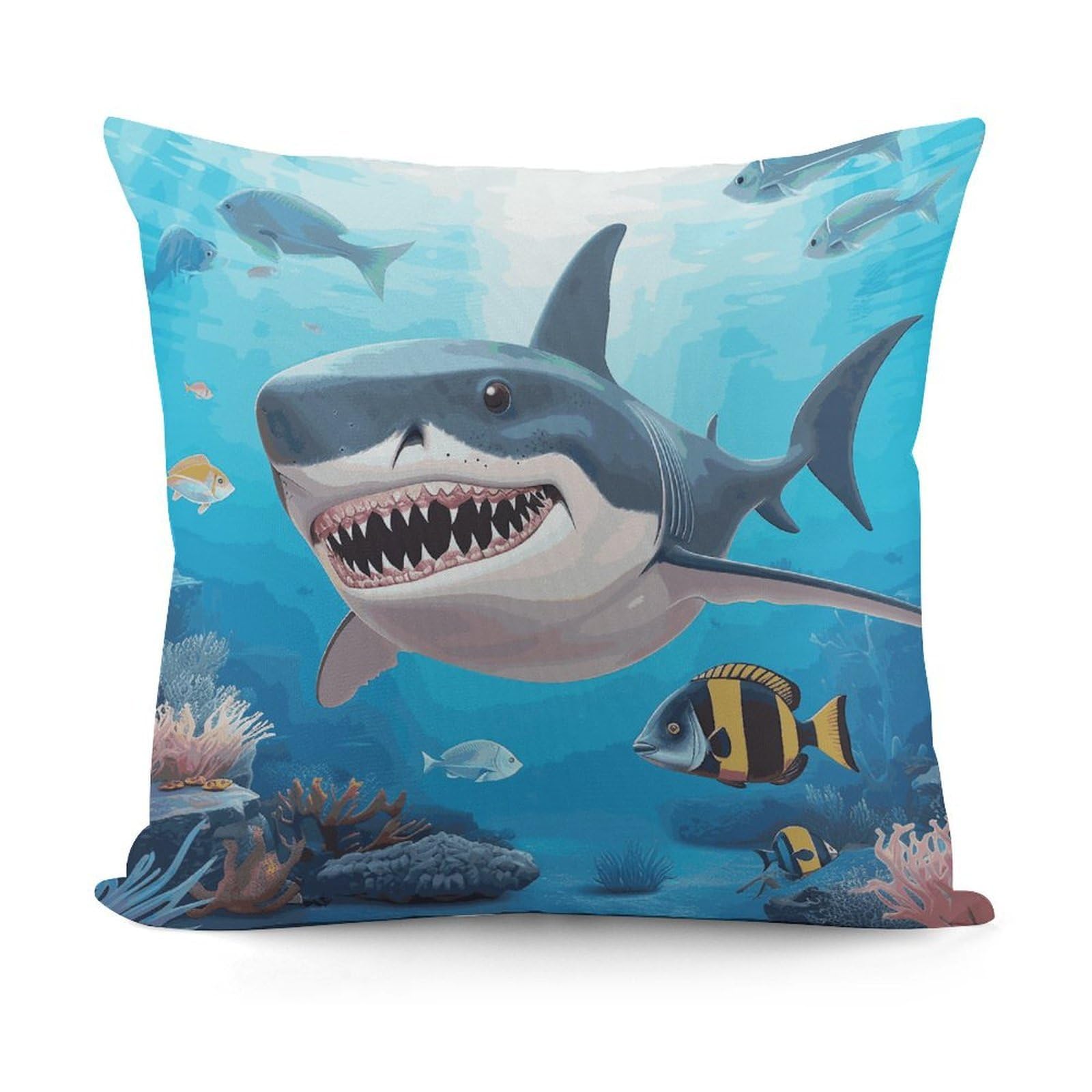 Adfgyerh Style Shark Ocean Theme Decorative Pillow Covers, Throw Pillow Covers Soft For All Seasons, Pillowcases For Couch Living Room Sofa Bedroom 18X18 Inch