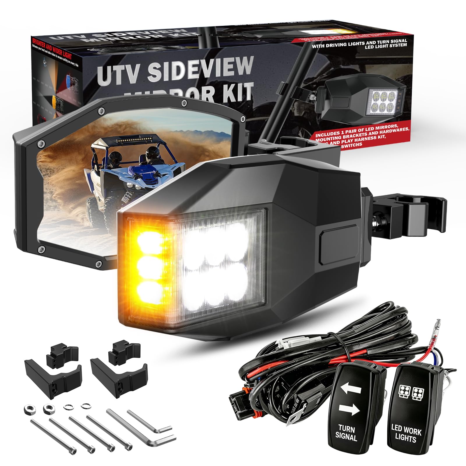 Amazon.com: CO LIGHT UTV Side View Mirrors Aluminium with White