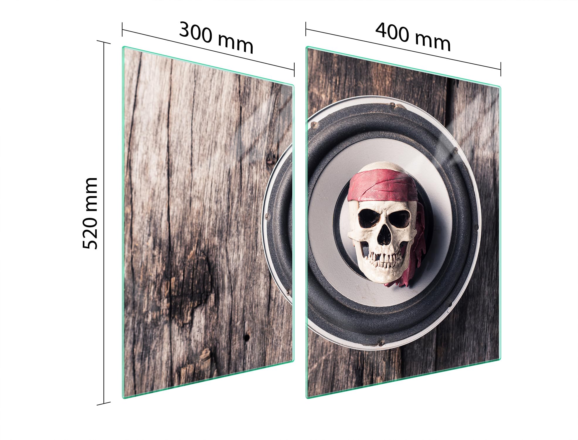 TMK ArtDeko Herdabdeckplatten Set 70 x 52 cm Ceranfeld Abdeckung Glas Spritzschutz Abdeckplatte Glasplatte Herd Ceranfeldabdeckung Deko Schneidebrett, Holz