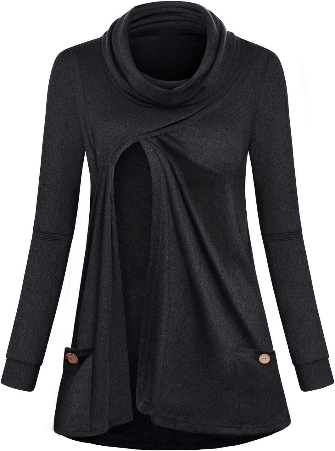 Joymom Maternity Warm Cowl Neck Nursing Sweatshirt Breastfeeding Tunic Tops