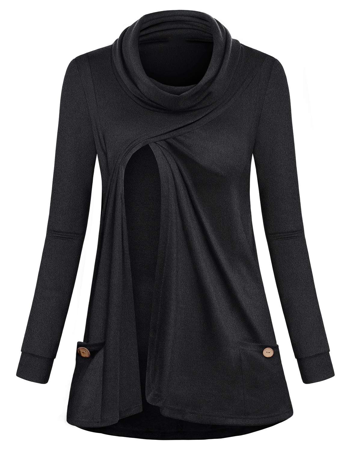 Joymom Maternity Warm Cowl Neck Nursing Sweatshirt Breastfeeding Tunic Tops