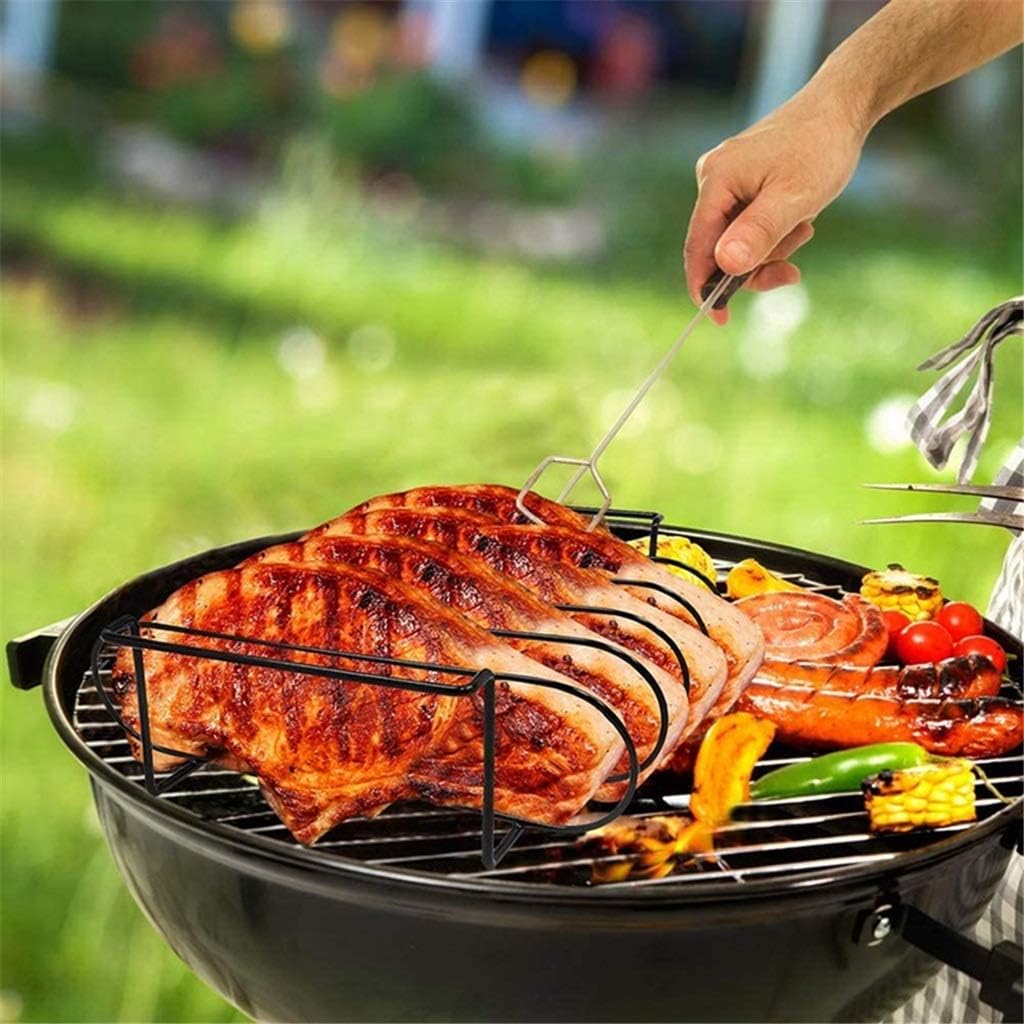 Rib Racks BBQ Rack for Gas Smoker or Charcoal Grill - Non Stick Standing for Grilling & Barbecue