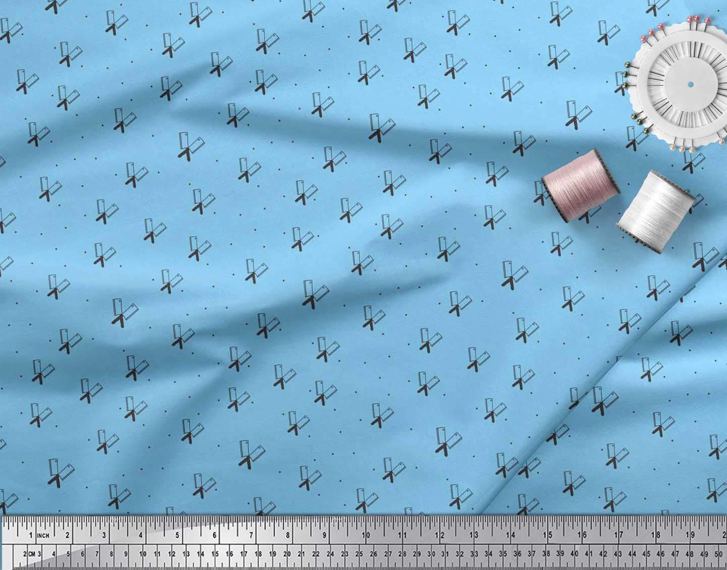 Soimoi Rayon Fabric Dot & Butcher Knife Shirting Printed Fabric 1 