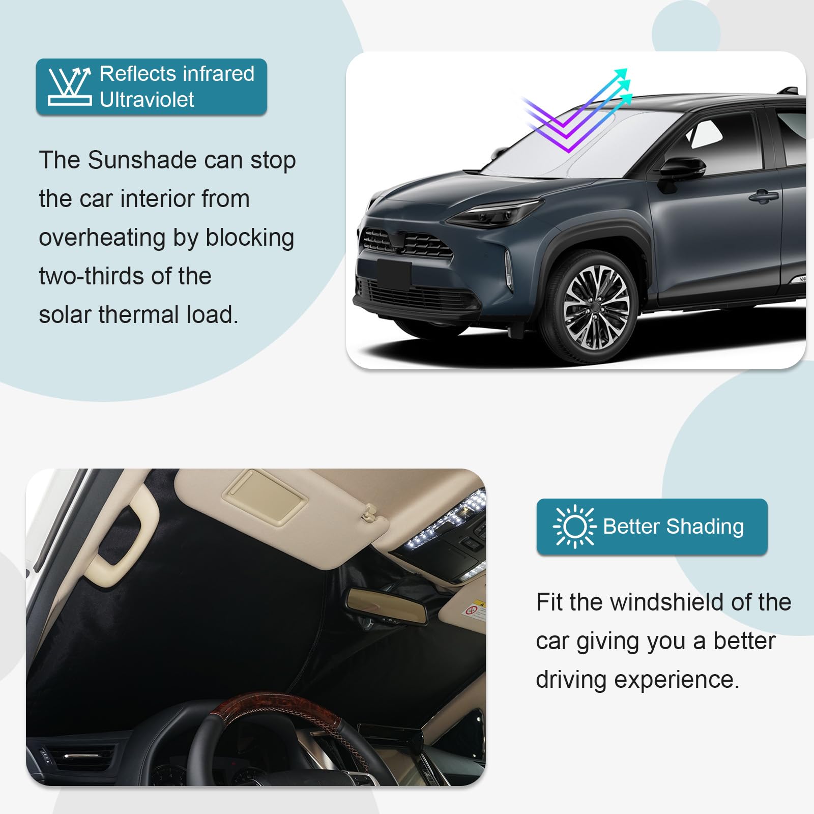 [Mise à Niveau] CDEFG Compatible avec Toyota Yaris Cross 2021-2025 2026 Pare-Soleil Pare-Soleil Pare-Soleil Avant Pare-Soleil Pare-Brise Pare-Soleil Voiture Pare-Soleil Accessoires