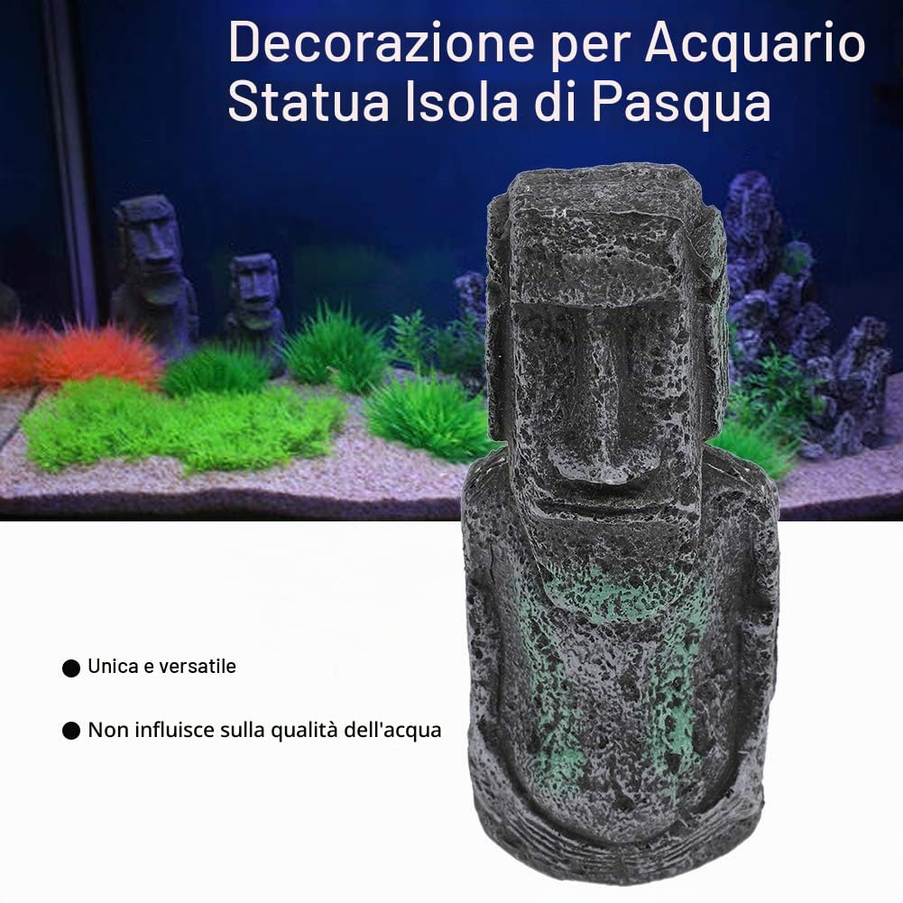 Statua Isola di Pasqua, Replica in Resina Statue Pietra Simil Isola Pasqua Testa Pasqua Decorazioni Pesci Artificiali Attrezzatura per Acquario Realistico Ornamento in Resina Paesa(Roman Portrait)