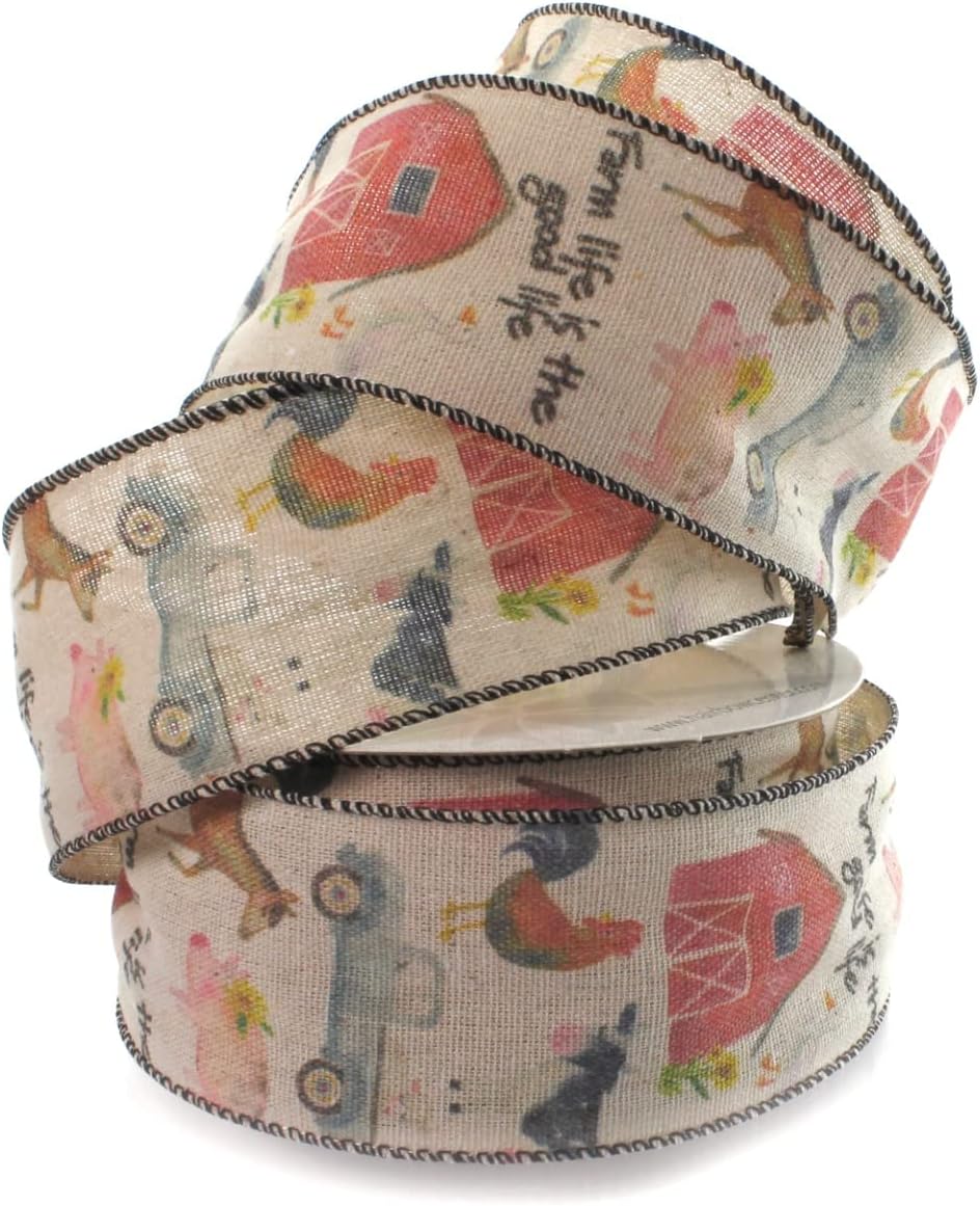 Barn Ribbon Amazon.com: Ribbon Traditions Farm Life Burlap Wired Ribbon 2 1/2