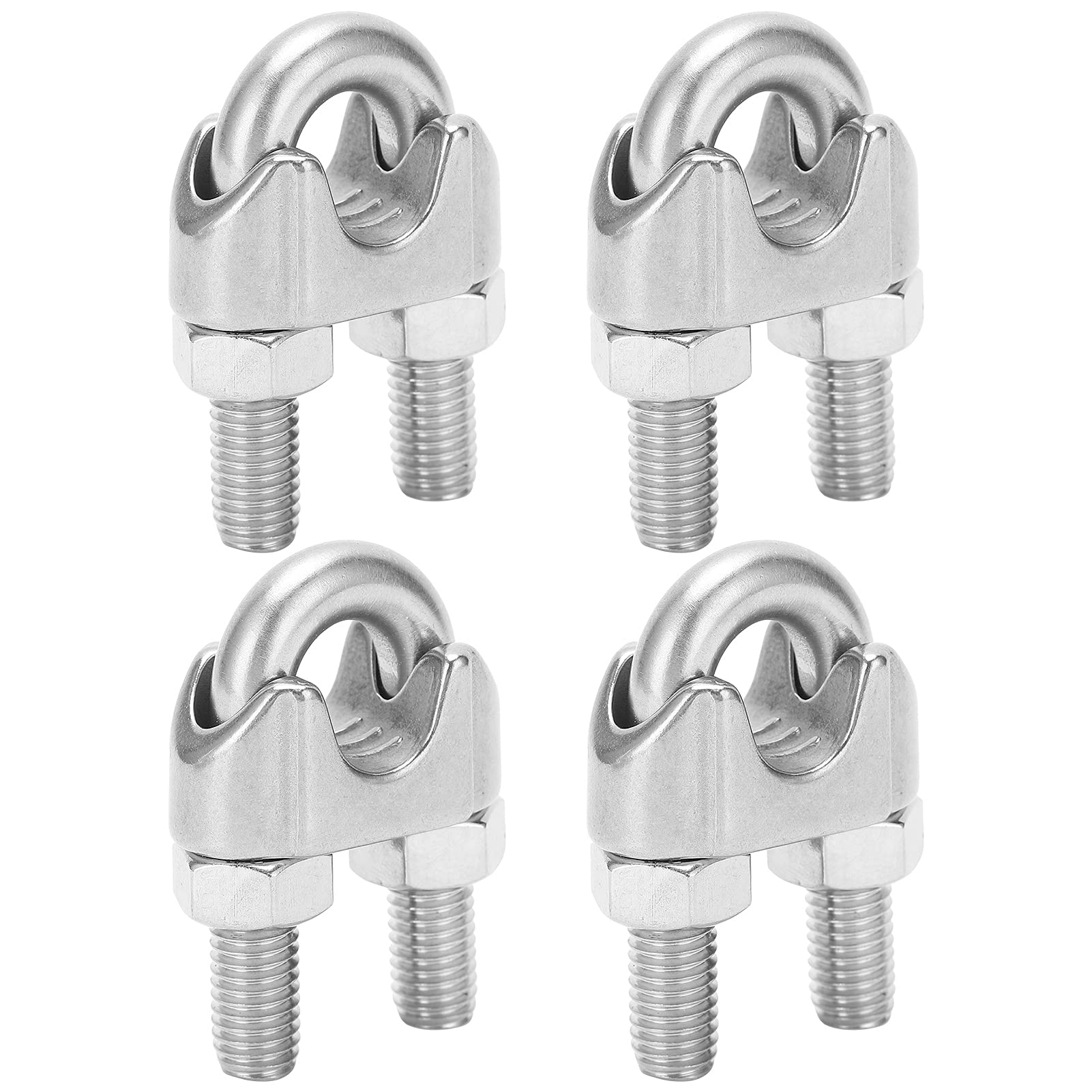 QANYEGN 4Pcs 9/16 Inch M14 Wire Rope Cable Clamps, Stainless Steel Wire Rope Clamps, U Saddle Fasteners