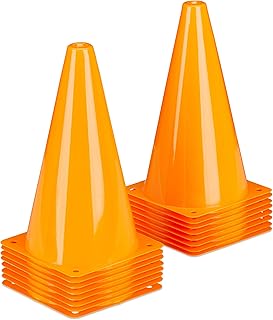 Relaxdays Pylonen zestaw 16 sztuk, piłka nożna, trening z psem, port dla konia, stożek znakujący 23 cm, Pomarańczowy