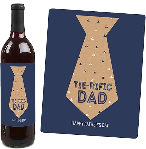 Miniatura 5 de Big Dot of Happiness My Dad is Rad - Regalo del Día del Padre para Hombres - Calcomanías para etiquetas de botellas de vino - Juego de 4