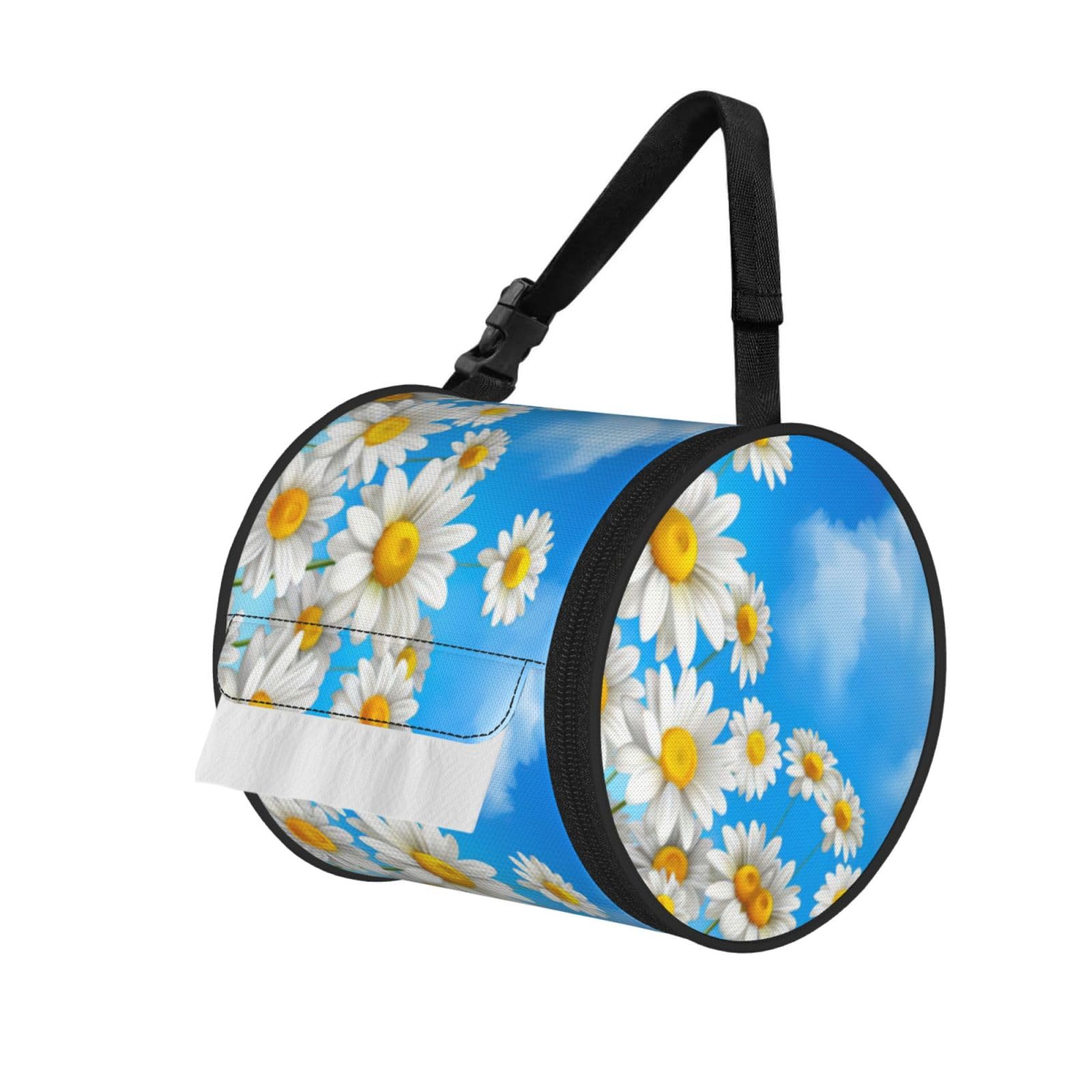 Spring Daisy Flowers Print Fashion Tissues Organizer Box, Hanging Tissue Holder For Purse Coins For Car Office Daily Outing