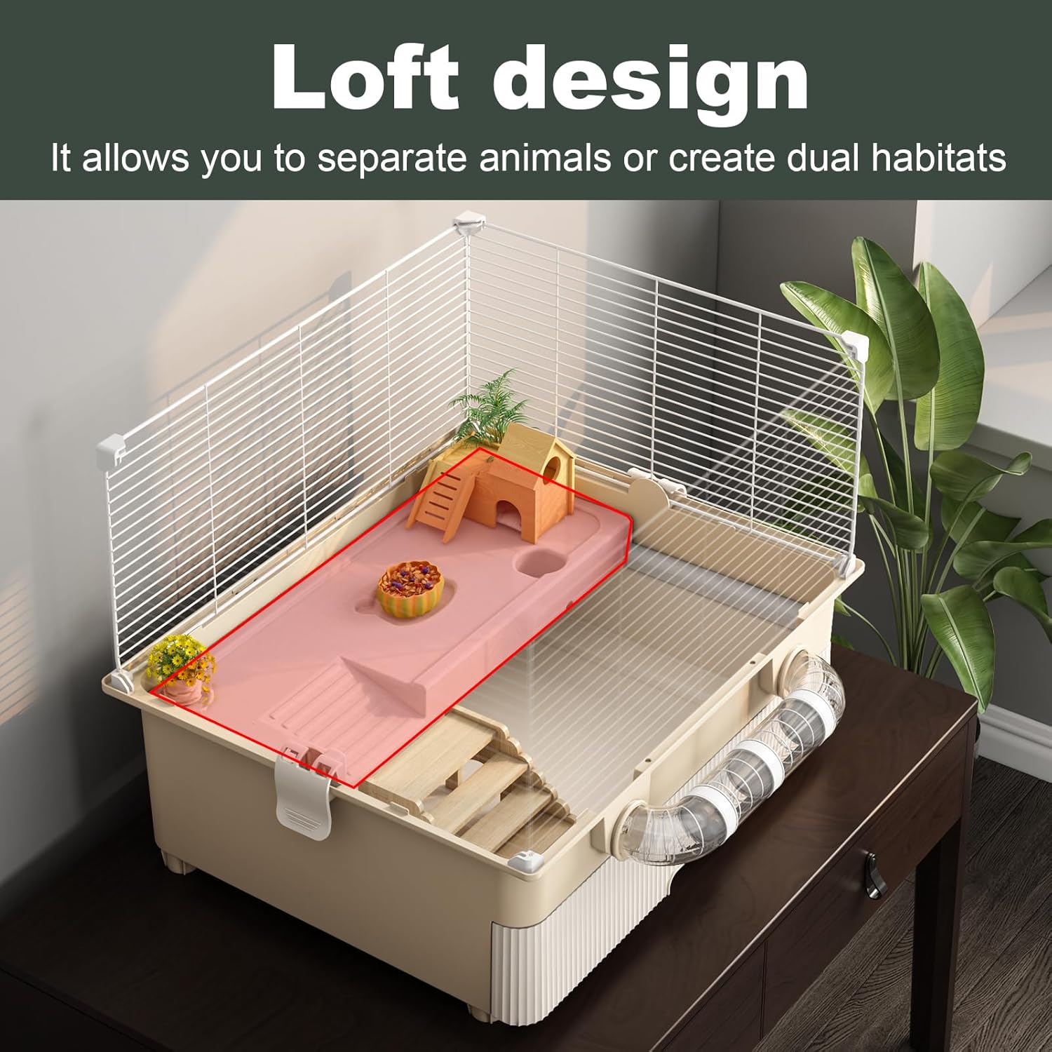 Oneluck 2 Tiers Large Hamster Cages with Accessories,Drawer-Style for Easy Cleaning,Small Animal Habitats for Syrian Hamster,Gerbil, Mice(White)