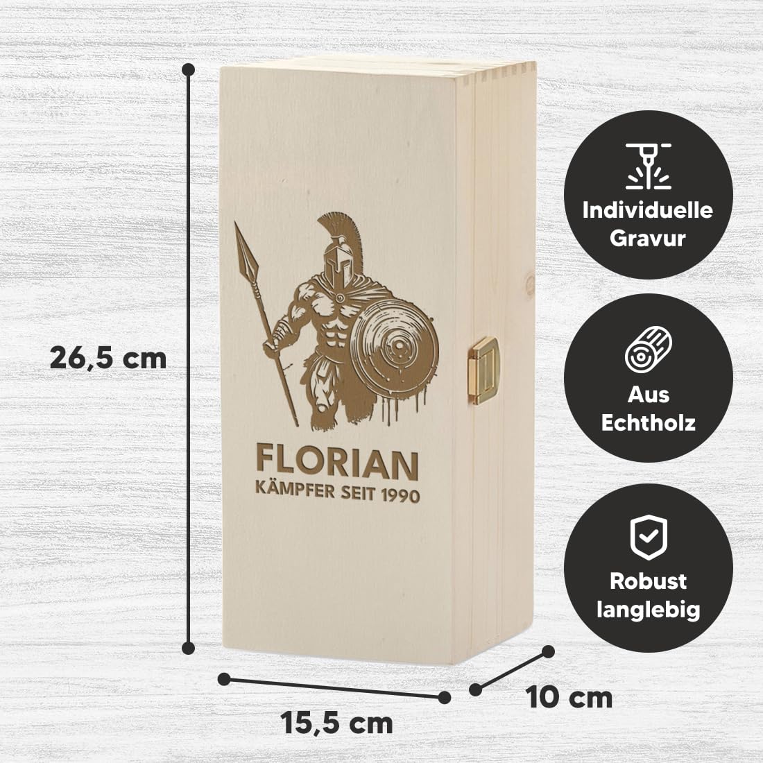 polar-effekt 2-tlg Set Bierkrug 0,5 L & Holzkiste mit personalisierter Gravur - Geschenke für Männer zum Geburtstag - Bierglas für Weißbier, Pils und Export