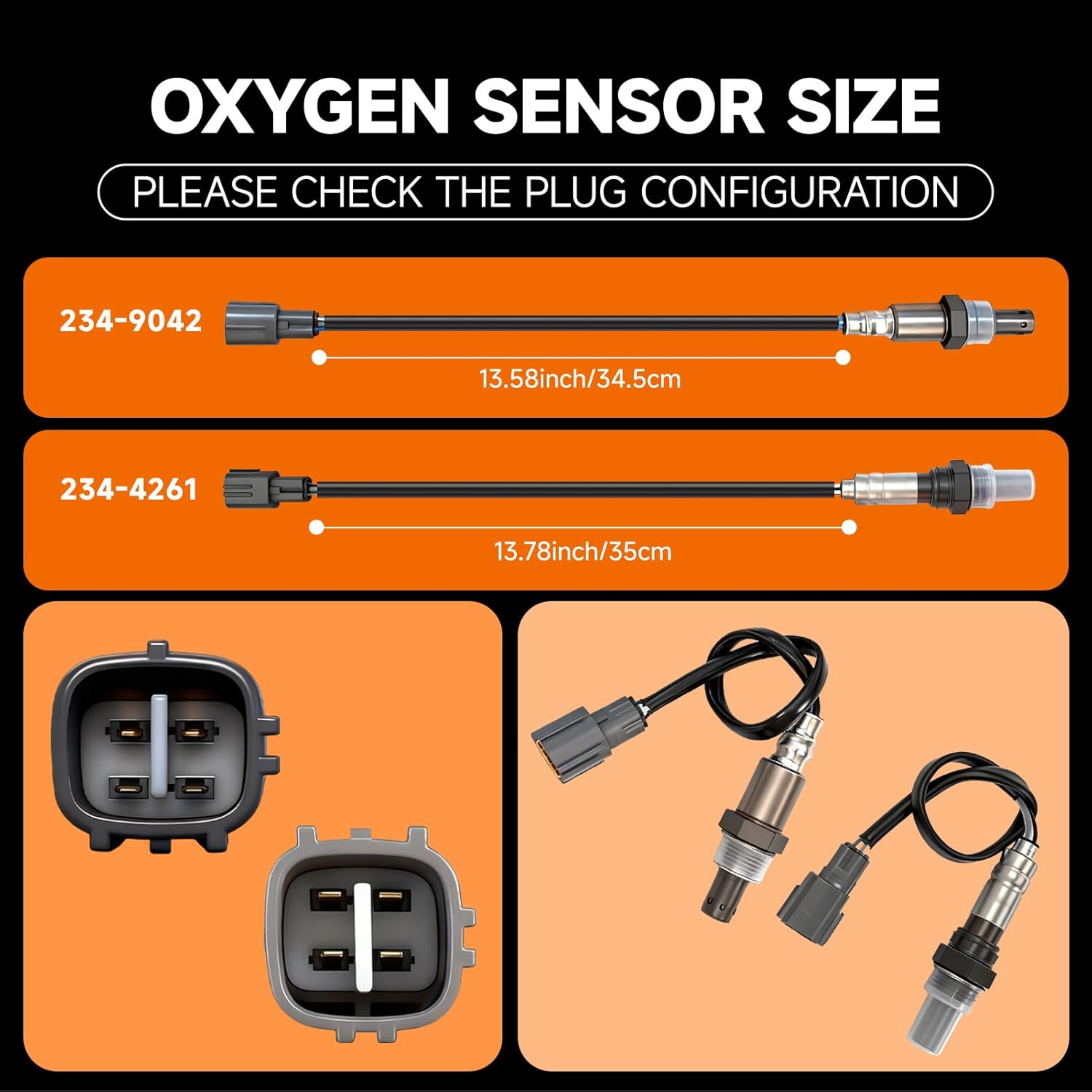 Upstream & Downstream O2 Sensor Set |Direct Replacement OE 234-9042 &234-4261 |Oxygen Sensor Compatible with Lexus ES300 ES330 Camry, with Toyota Camry Solara V6-3.0L 2002-2008 WITH GLOVES
