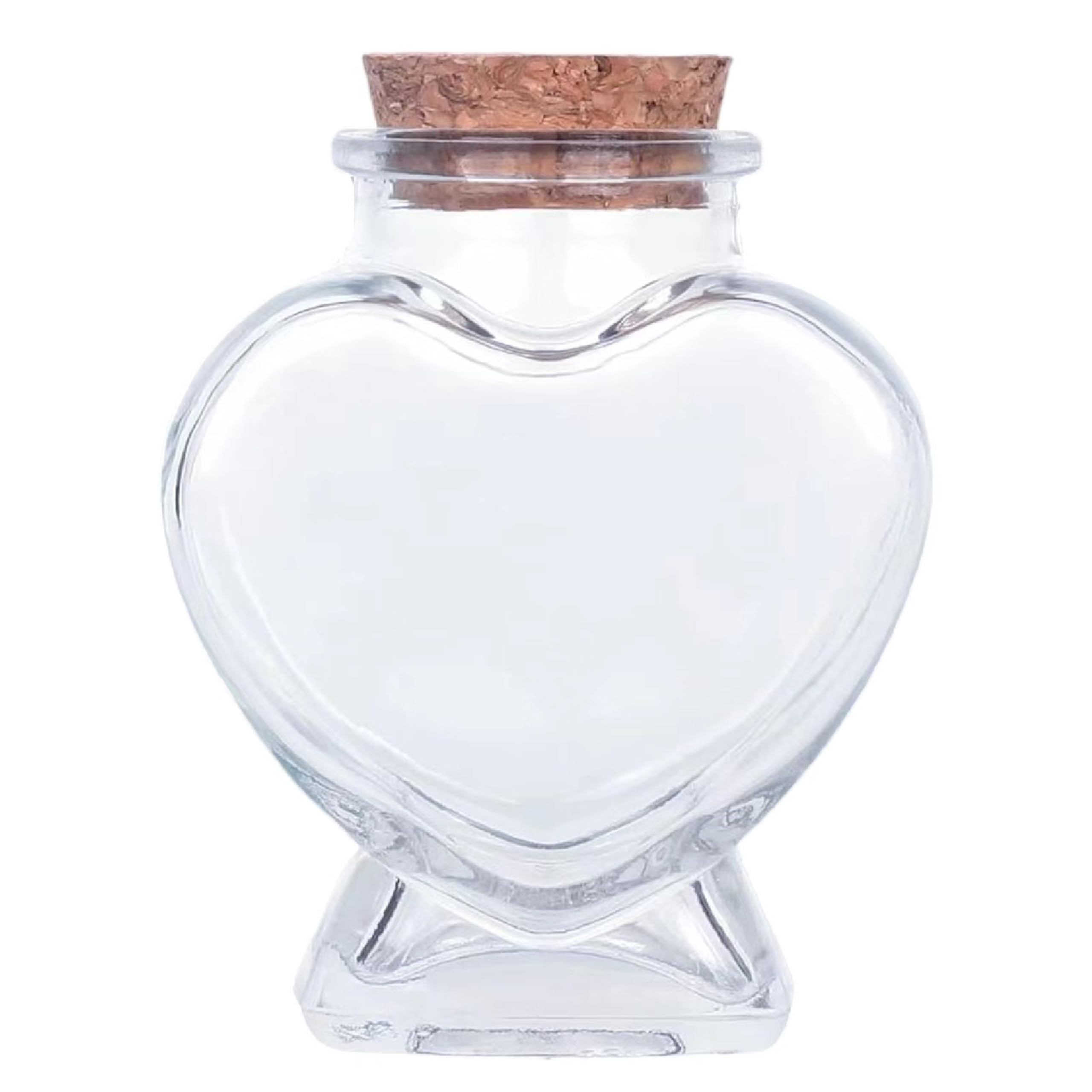 Decorative Heart Glass Jar Bottle with Natural Cork Lid - Perfect for Crafts, Celebrations, and Unique Gifts (3-1/4-inch)