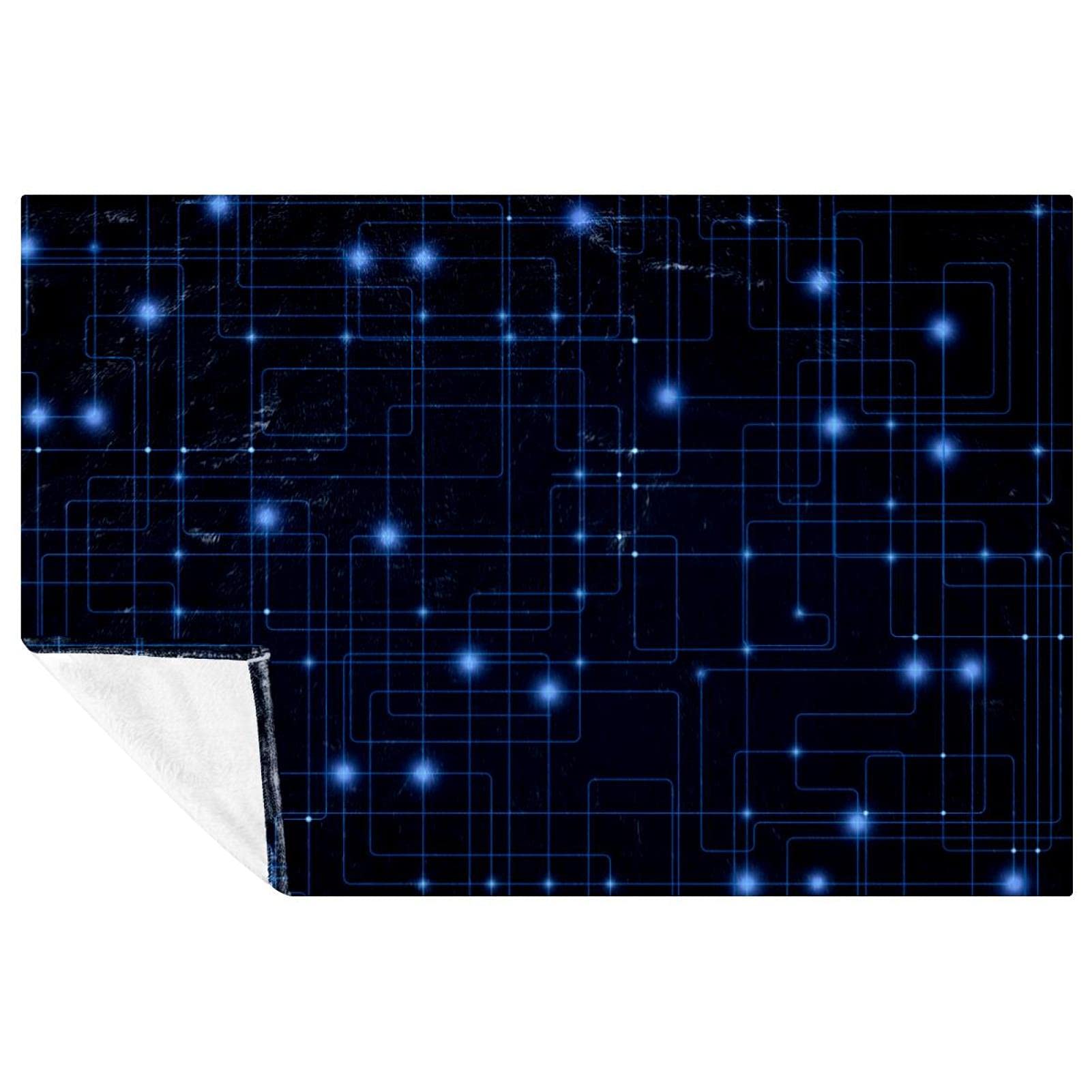 Couverture douce pour canapé et pique-nique imprimée bleu foncé 150x100 cm