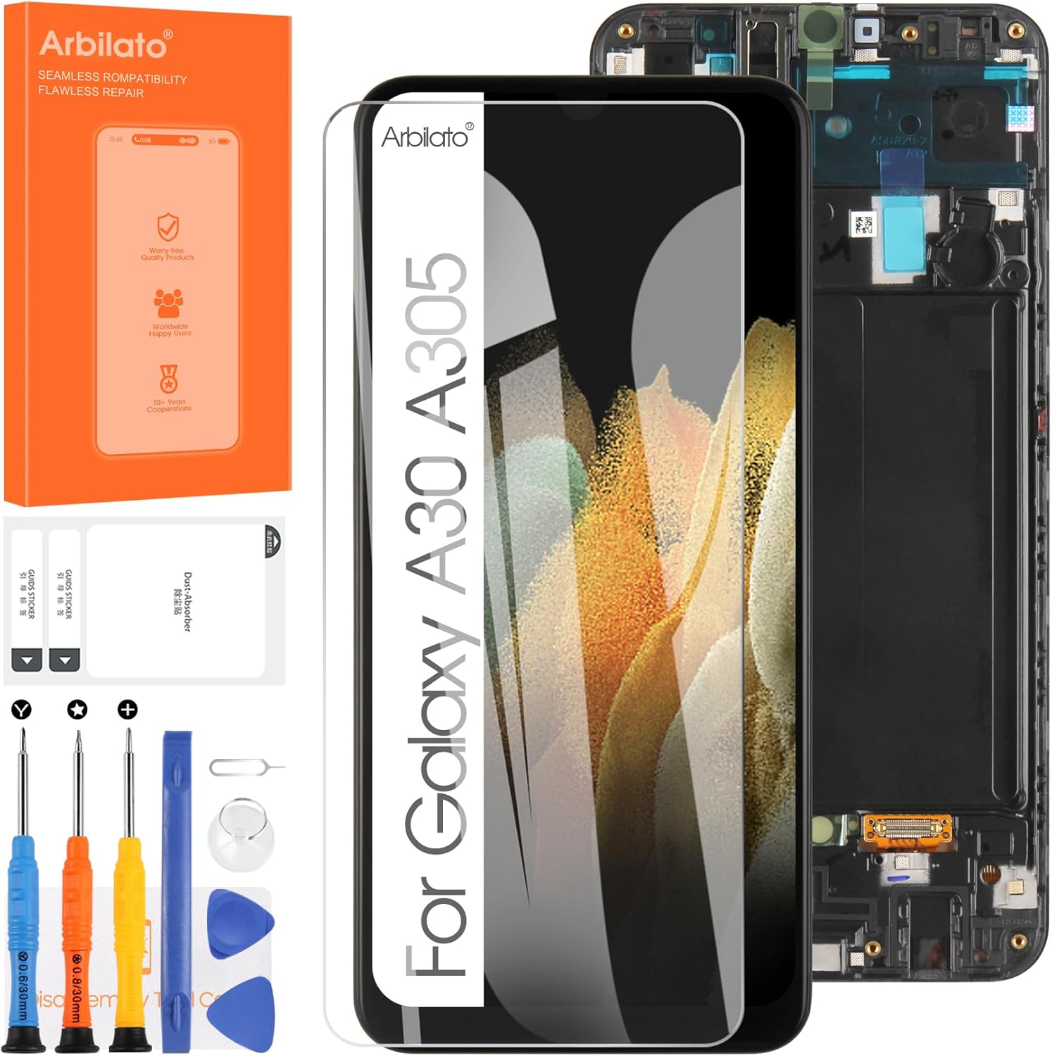 Screen for Samsung Galaxy A30 Screen Replacement for Samsung A305 LCD Screen SM-A305F,SM-A305G Touch Display Digitizer Assembly Repair Parts(Black with Frame)