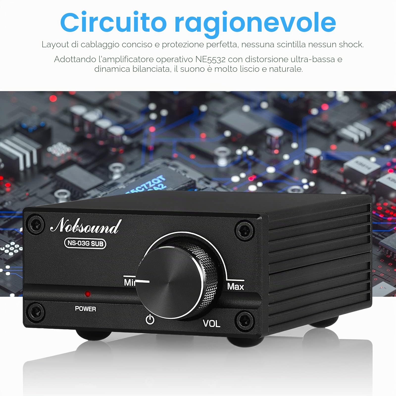 Nobsound 100W Subwoofer Amplificatore Mono Amplificatore di Potenza Digitale Mini Amplificatore Audio (con alimentazione a 19V)