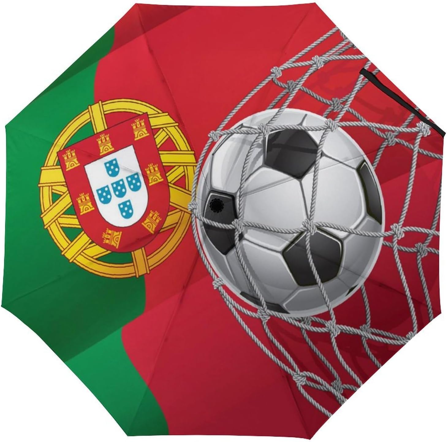 Portugal Flag Soccer Goa Travel Umbrella For UV Rain Windproof Folding Umbrellas Portable Funny Automatic