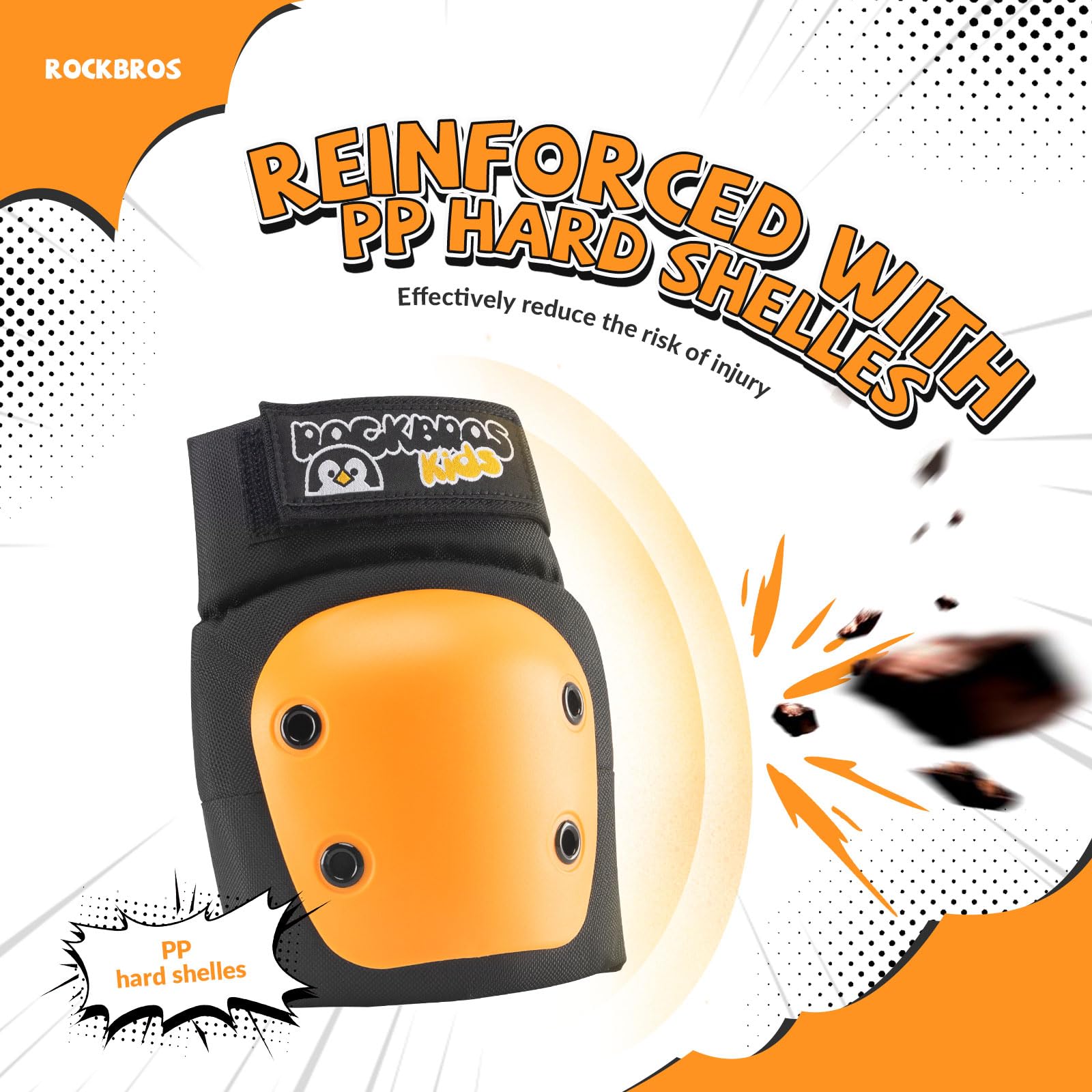ROCKBROS Protezioni Set Bambini, Protezione Skateboard Bambini, 3 in 1 Protezioni Pattini, Ginocchiere Gomitiere Polsiere, Sicurezza Set per Ciclismo, Pattinaggio, Monopattino, Scooter