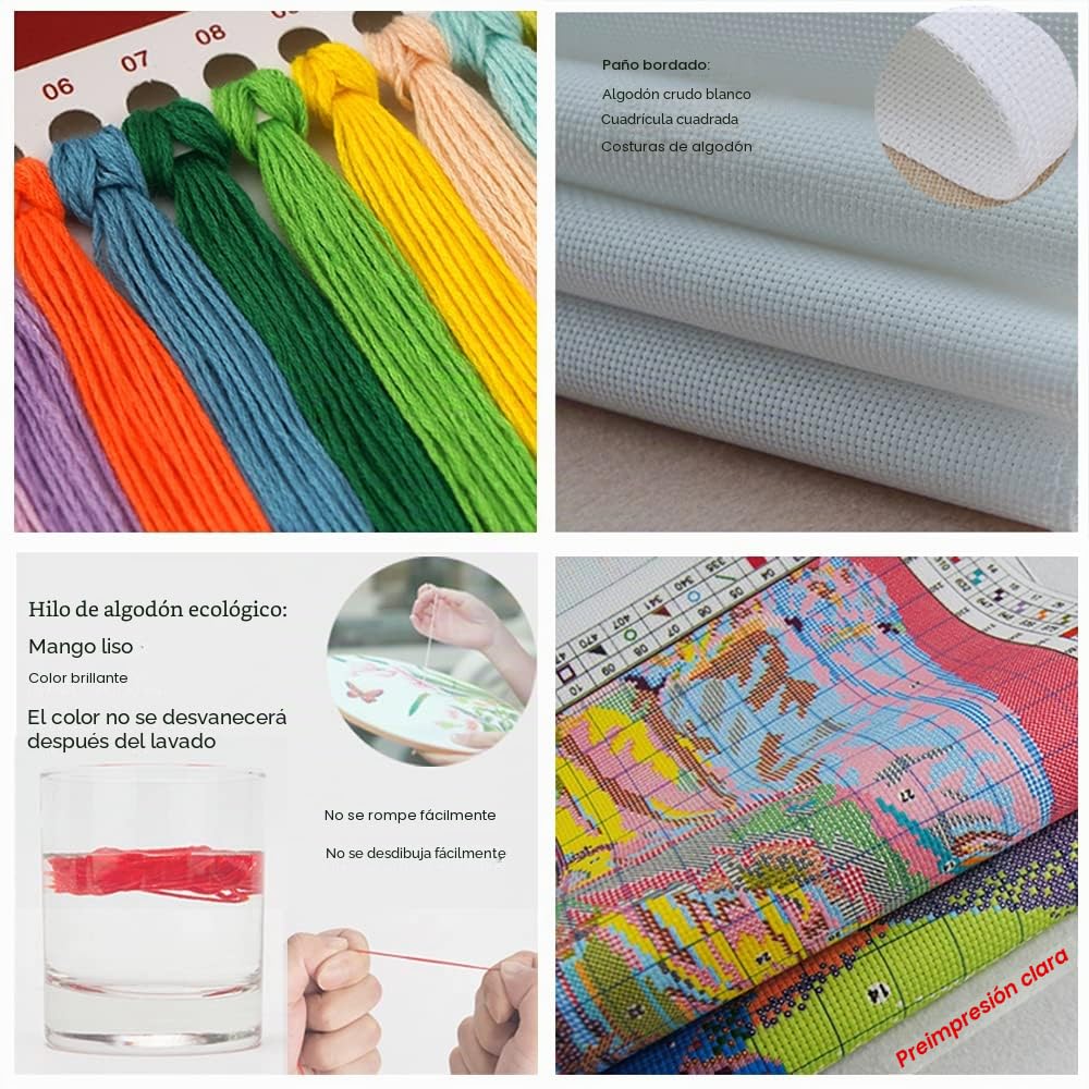 Kit de bordado de punto de cruz DIY preimpreso y estampado de 14CT, línea completa de kits de inicio para principiantes: los hermosos paisajes del parque 55 x 43 cm