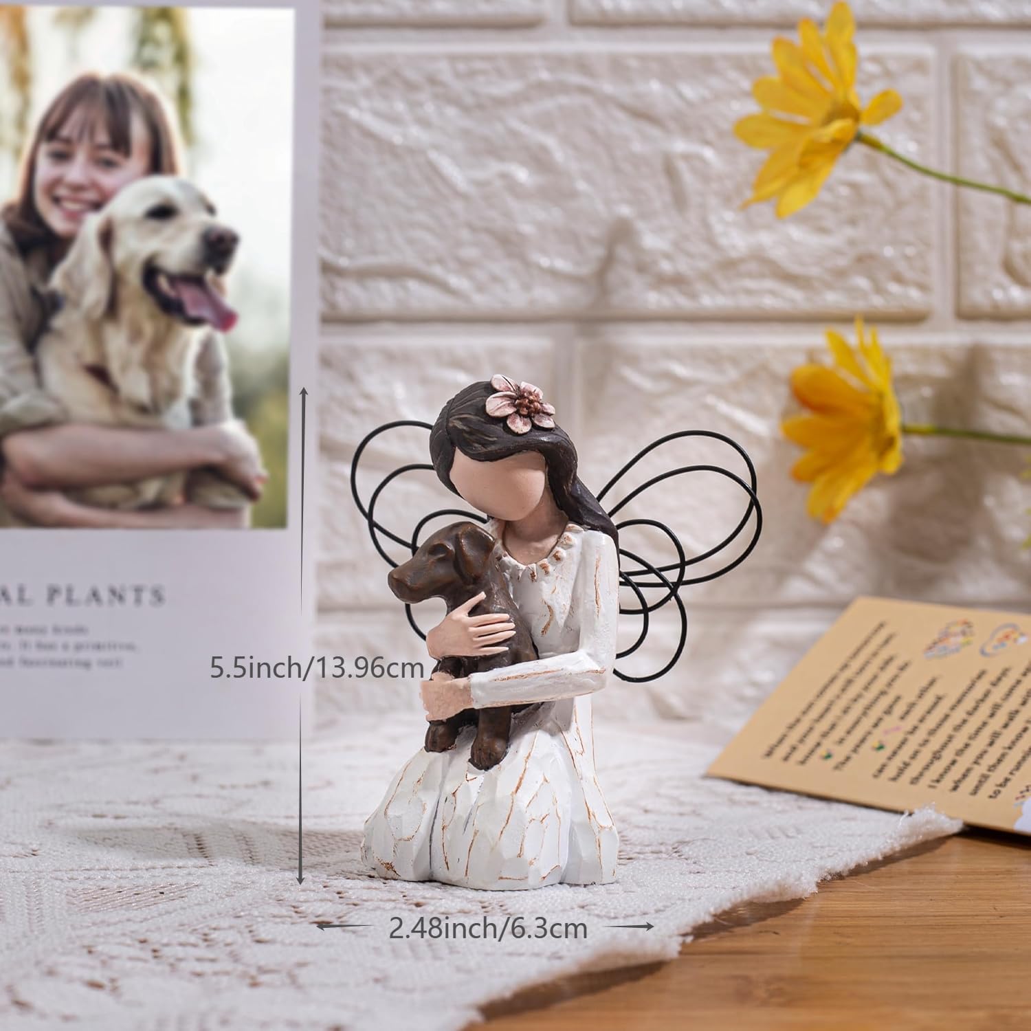 SIGUEJOR Loss of Dog Sympathy Gift, Dog Memorial Gifts, Angel Figurine, Remembrance Keepsake, Pet Sympathy Gift (Brown)