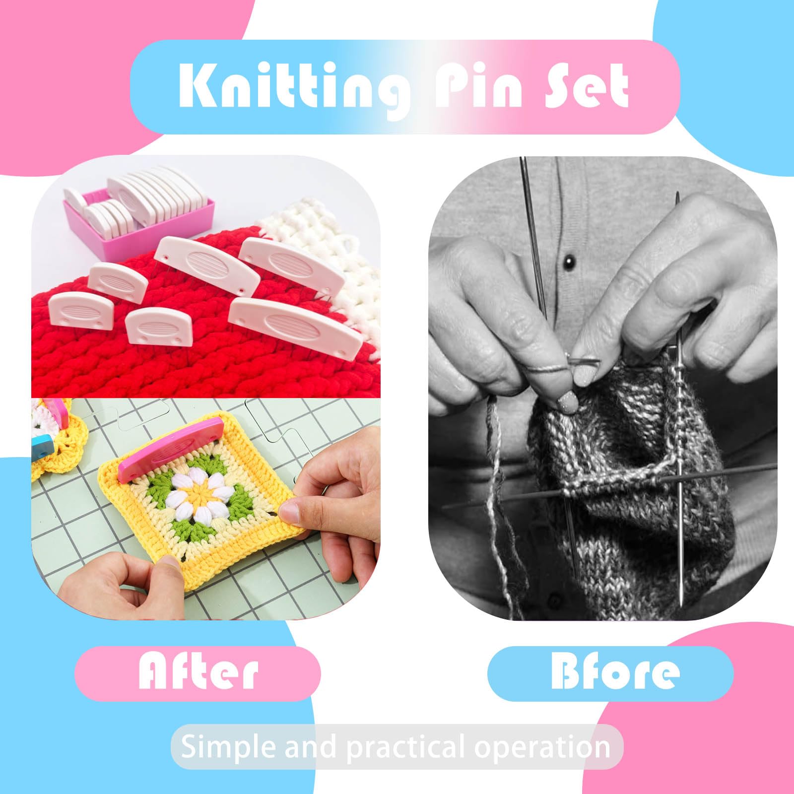 20 Pezzi Knit Blockers Box, Pettini per Blocchi per Maglia, Pettini Bloccanti per Lavori a Maglia, Set di Combs per Ferri a T, Lavoro Fisso per Maglieria Sciarpe e Maglioni, Colorata