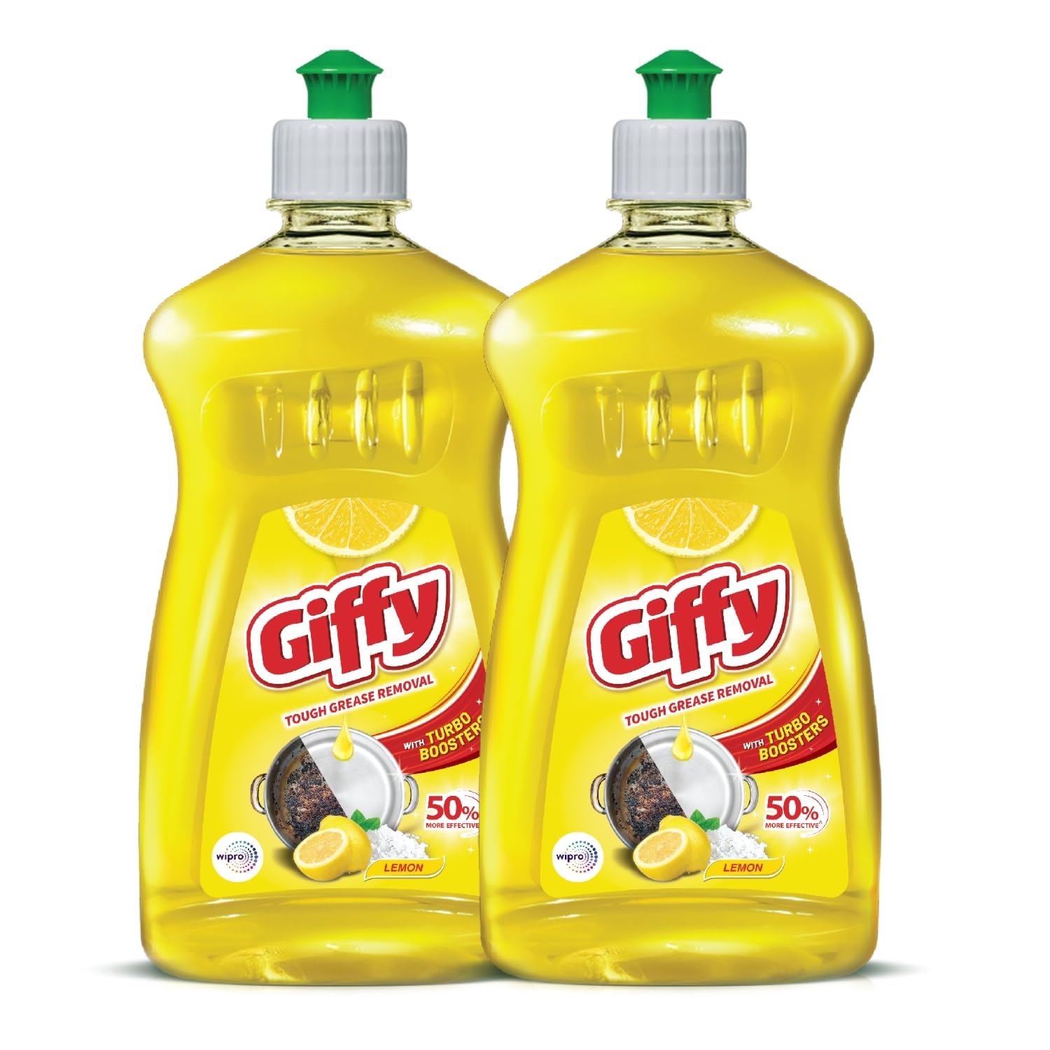 Giffy Concentrated Liquid Dish Wash Gel with the Power of Turbo Boosters & 50% More Effective P02 ( Lemon, 475ml)