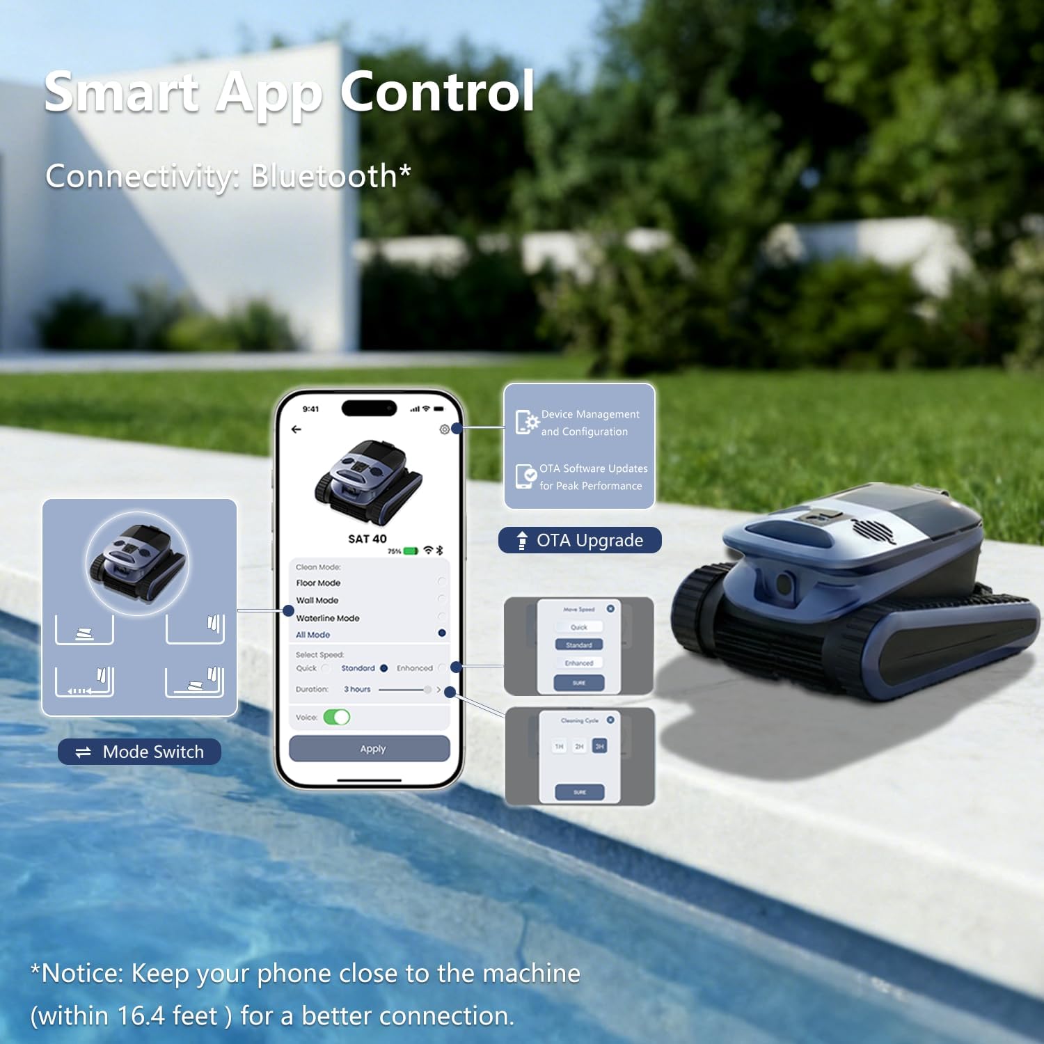 (2026 New) SAT40 Cordless Robotic Pool Cleaner, AI Smart Navigation, Dual Scrubbers & Dual Motors, 240 Mins Runtime, 120 GPM Suction, Ideal for Inground & Above-Ground Pools up to 3,230 Sq. Ft