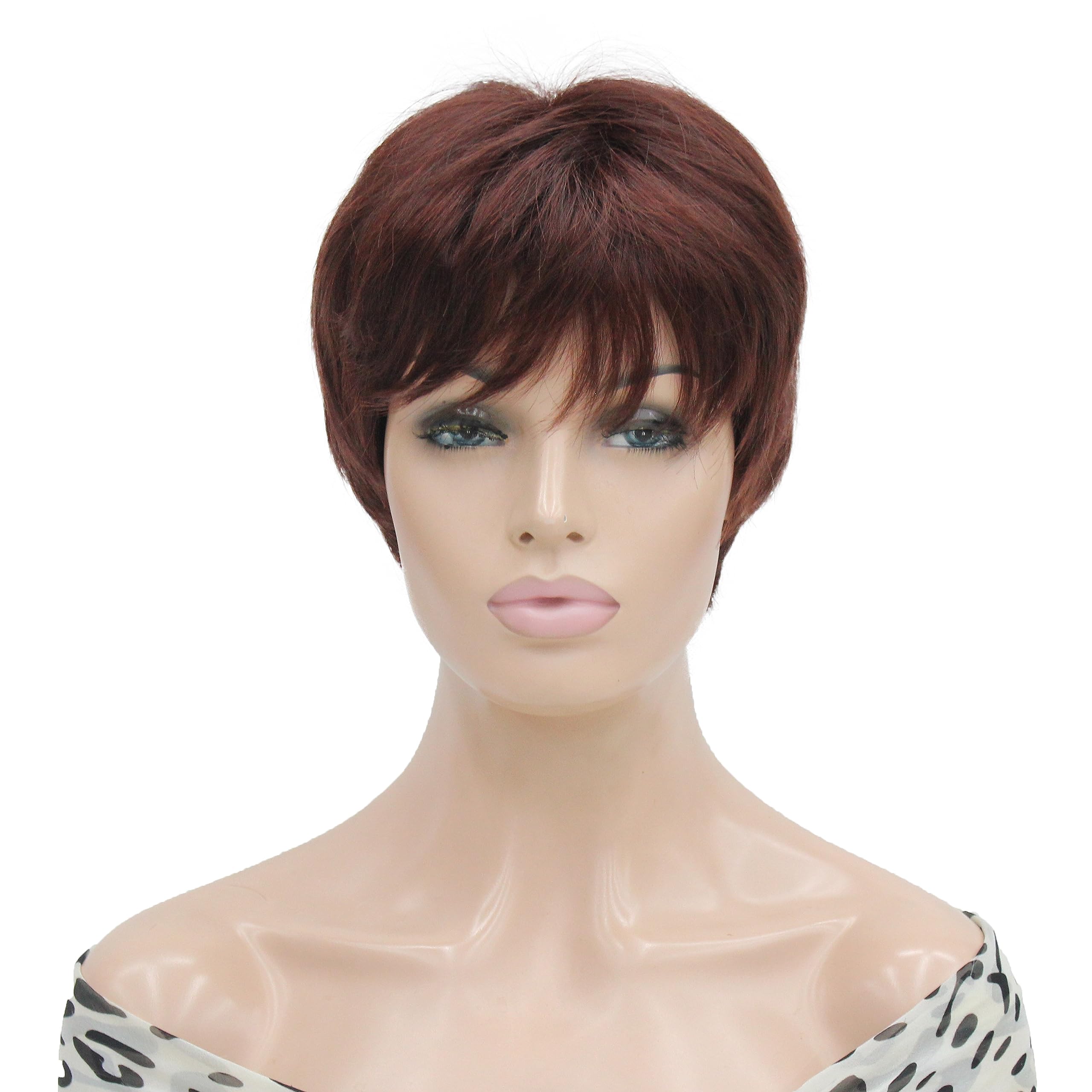 Lydell 6-8" Short Layered Shaggy Heat Resistant Synthetic Wigs 33A Dark Auburn