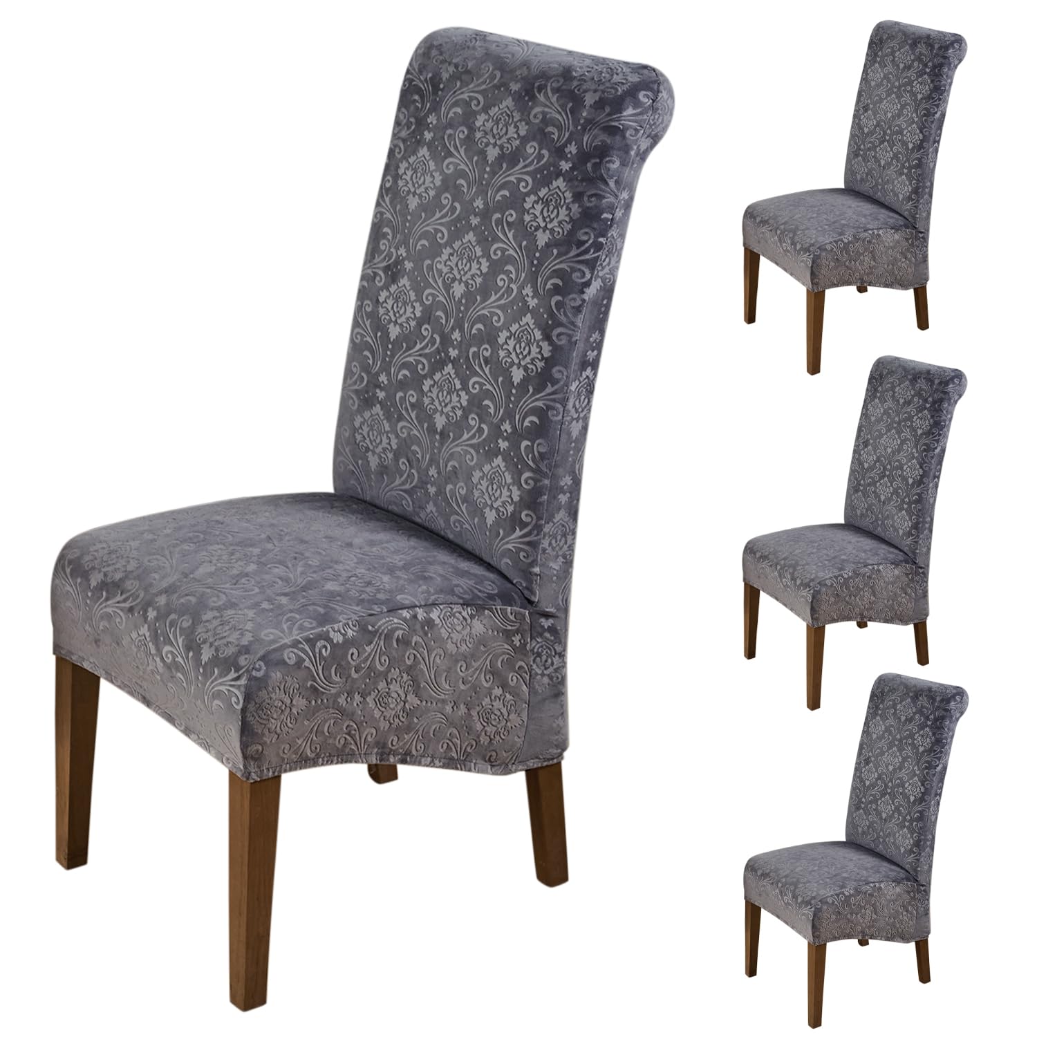HOKIPO Embossed Velvet Chair Covers for Long Back Dining Chair, Set of 4, Light Camel (AR-5126-LCML*4) (B0D6G3JT62) Amazon Price History, Amazon Price Tracker
