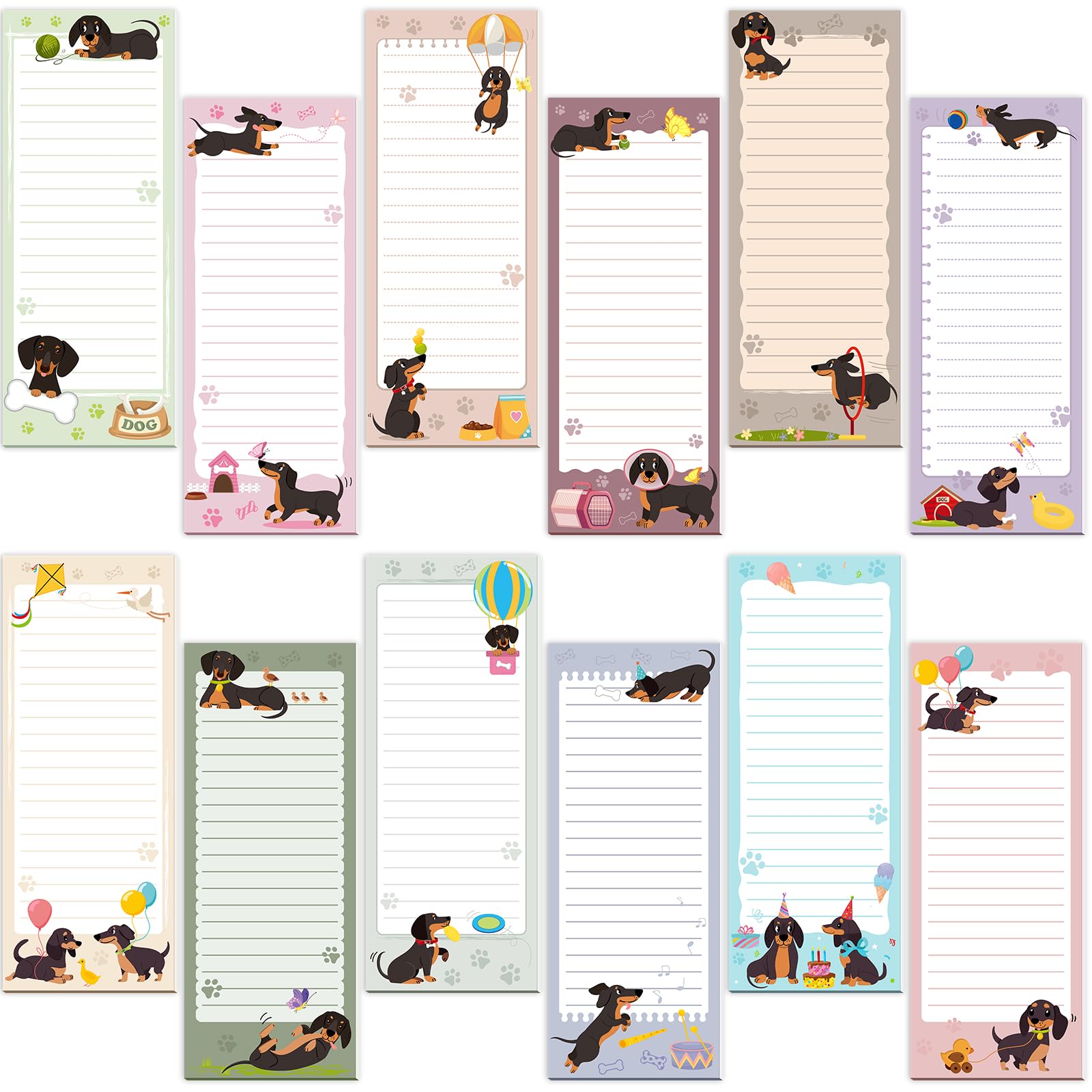 Gersoniel 12 Packs Magnetic Notepads for Refrigerator Monthly Grocery Magnetic List Set to Do List Pads Back Memo Notepad 9 x 3.5 Inches for Fridge