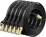 Cat8 Ethernet Cable 7ft 5Pack Black, 2000MHz 40Gbps High Speed LAN Cord, RJ45 Flat Cat 8 Patch Cable for Modem/Router/PC/PS5/Xbox, Black Connectors