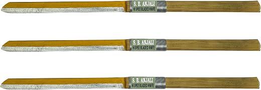 S.B. ANJALI SHALU BHAI Original High Speed Blade Wooden Handle Knife - Sharp Edge Multipurpose Kitchen Cooking Tool 3Pcs Set