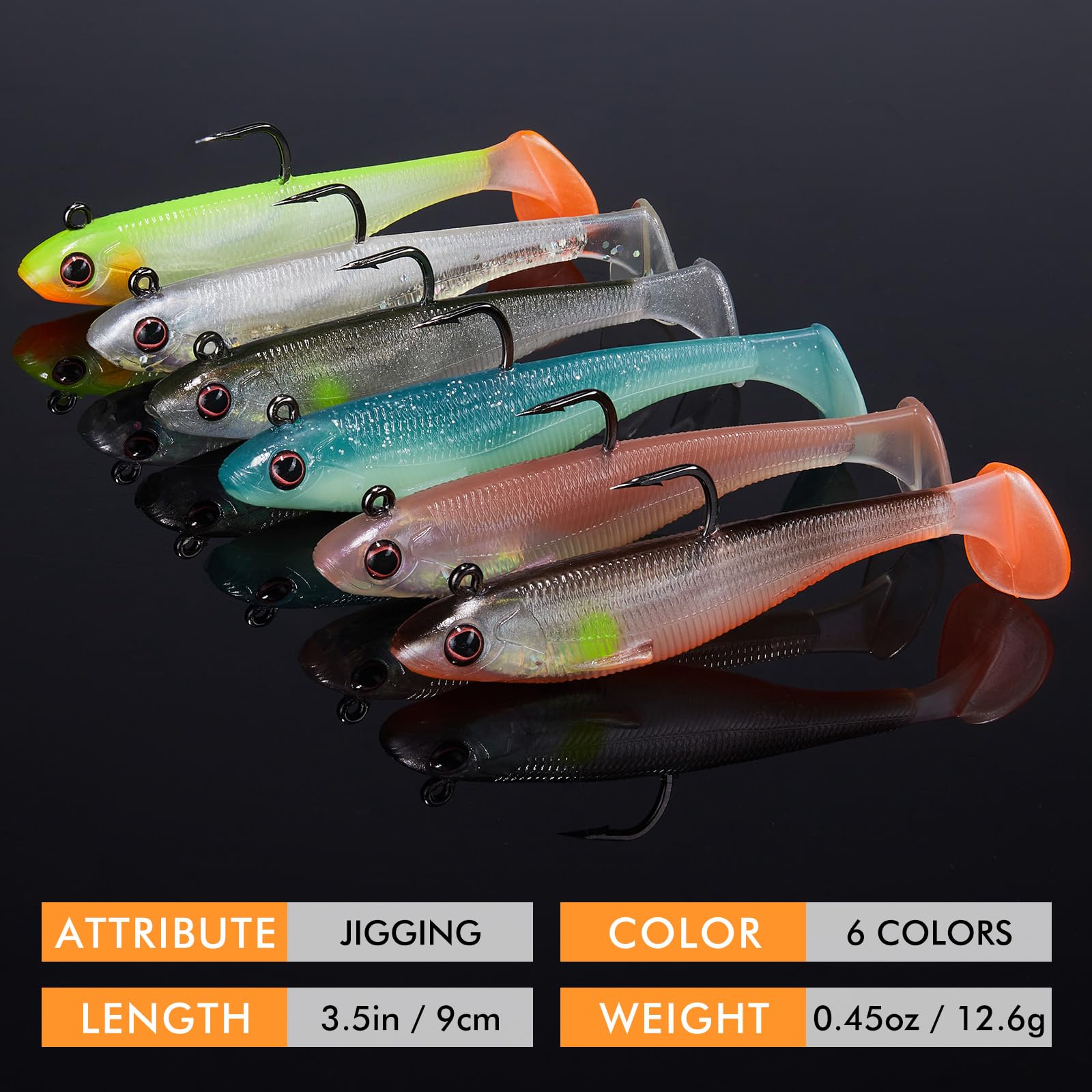 TRUSCEND Shadtale Señuelo con Anzuelos BKK Hundimiento Temblor Paddle Tail Swimbait para Lubina Truchas Lucio Siluro