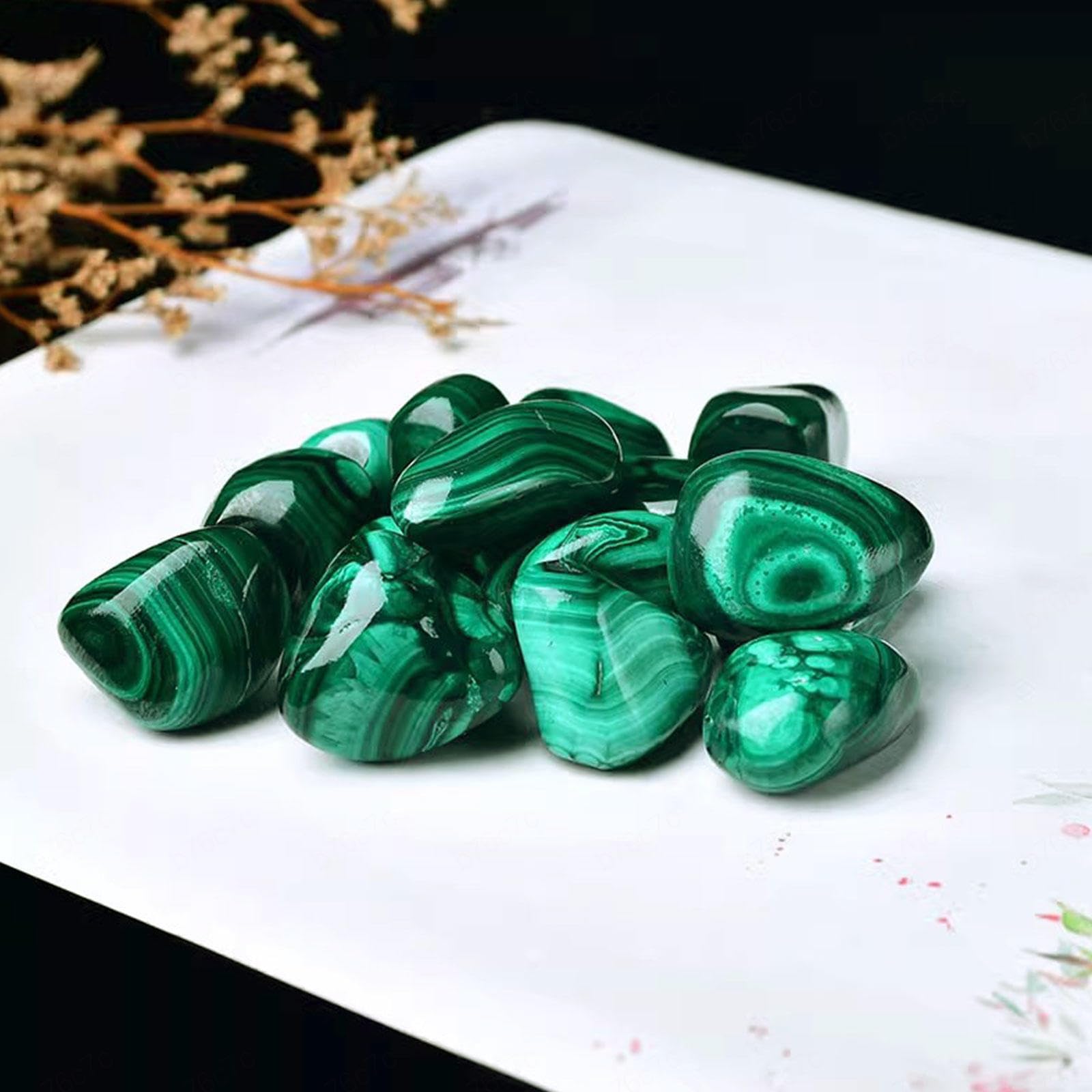 Piedra de Malaquita Rodada - Piedra Curativa de 1 LB, Piedras a Granel, Cristal para Energía, Reiki, Cabbing, Equilibrio, Decoración, Piedras Preciosas, Meditación, Regalo,3-5cm