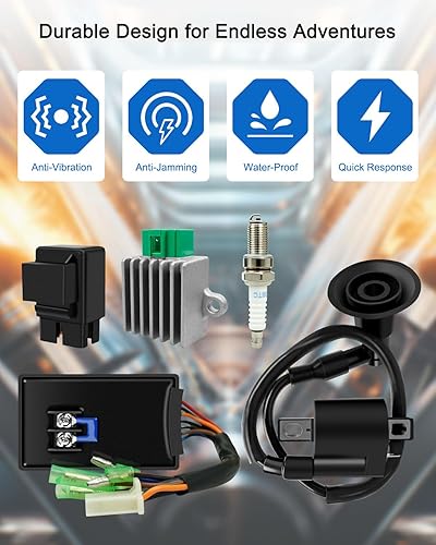 Miniatura 5 de Kit de bobina de encendido CDI de 5 piezas para Polaris Sportsman 90 Scrambler 90 50 Predator 90 50 2001-2007 con regulador de voltaje,