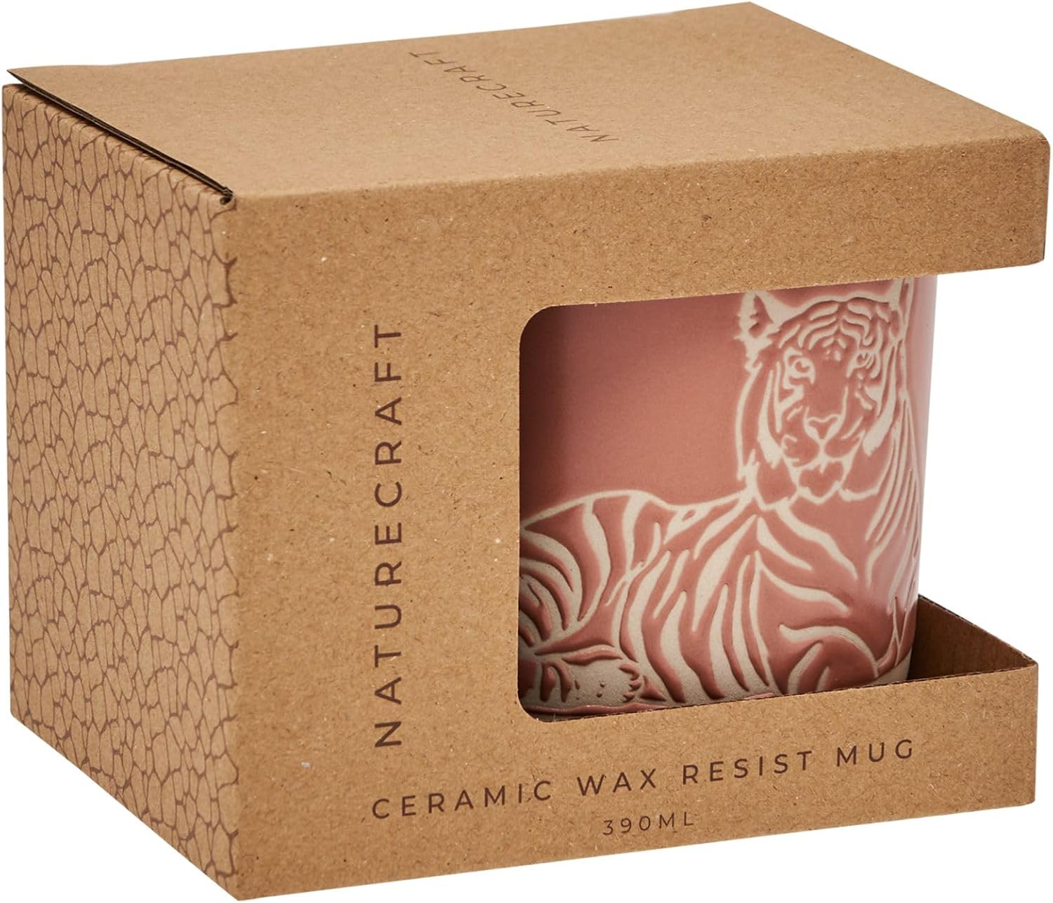 Widdop Naturecraft Ceramic Wax Resistant Mug - Tiger Mug - Terracotta Colour - Coffee Mug Tea Hot Drinks - Approx 350ml - Animal Themed Gift for Him Her Birthday Present image 3