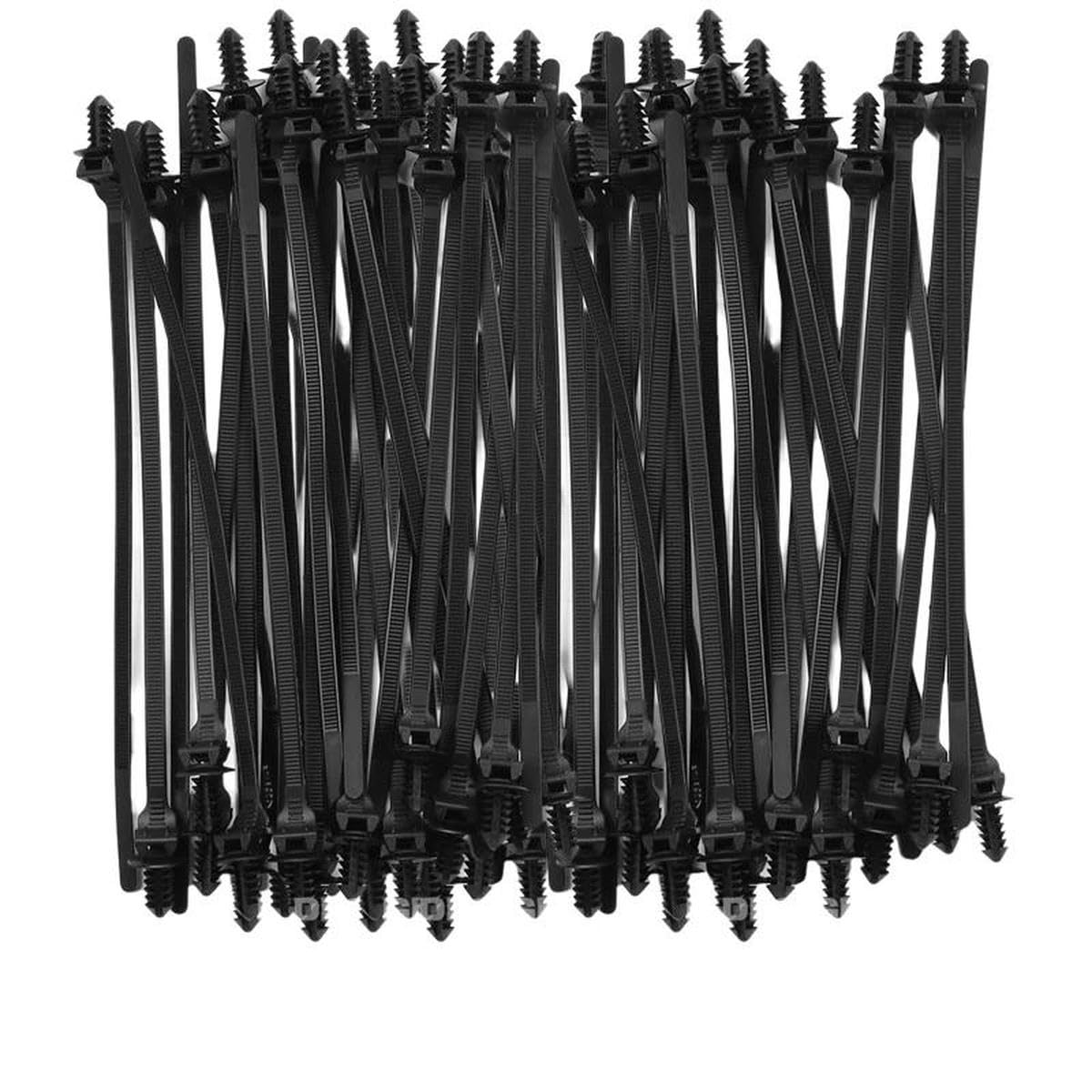 Bsguz 50Pcs Push Mount Cable Ties Clip Self Locking Zip Tie For Car Automotive Wire Harness Nylon Straps Wire Cable Management Fastener