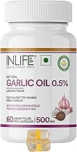 INLIFE Natural Garlic Oil with Coconut Oil Filled Capsules | Extra Virgin Cold Pressed Oil | 60 Vegetarian Capsules