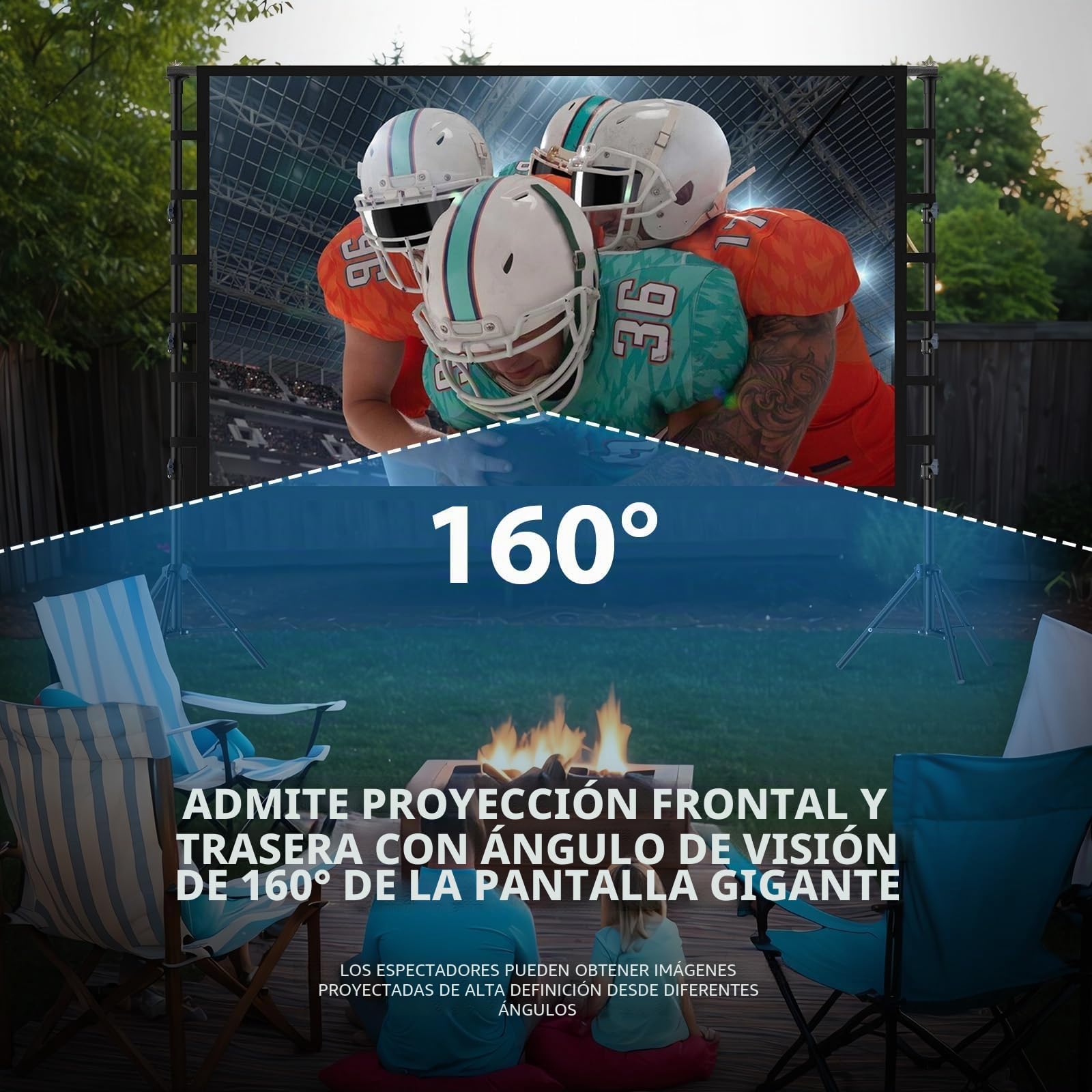 Pantalla Proyector Portátil 150 Pulgadas con tripode, Pantalla de Proyección Soporte 16:9 4K Full HD Pantalla de Cine Interior Altura Ajustable para Cine casa Camping Eventos Recreativos