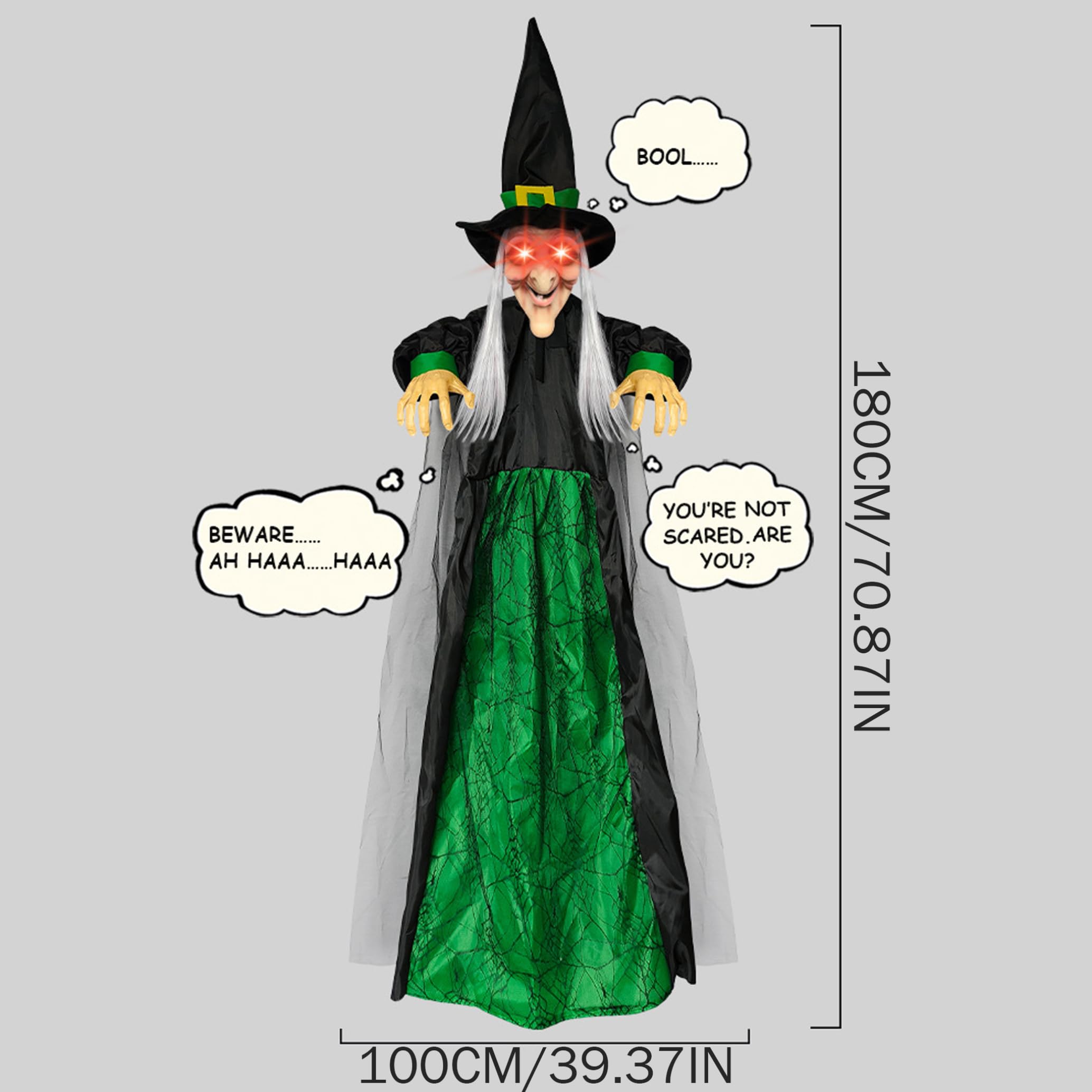 Decorazioni di Halloween attivate dal Movimento, Animatronics di Strega per Halloween, Giallo