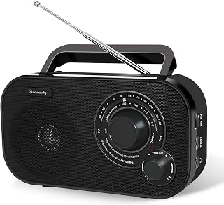 DreamSky Portable AM FM Radio - Strong Reception, Easy Dial for Seniors, Plug-in or Battery, Indoor Outdoor Use