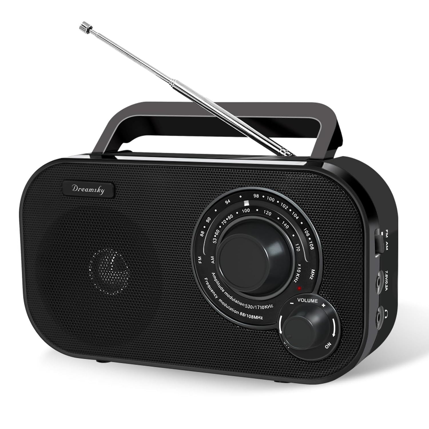 DreamSky AM FM Portable Radio Plug in Wall or Battery Operated for Home Outdoor Strong Reception Large Dial