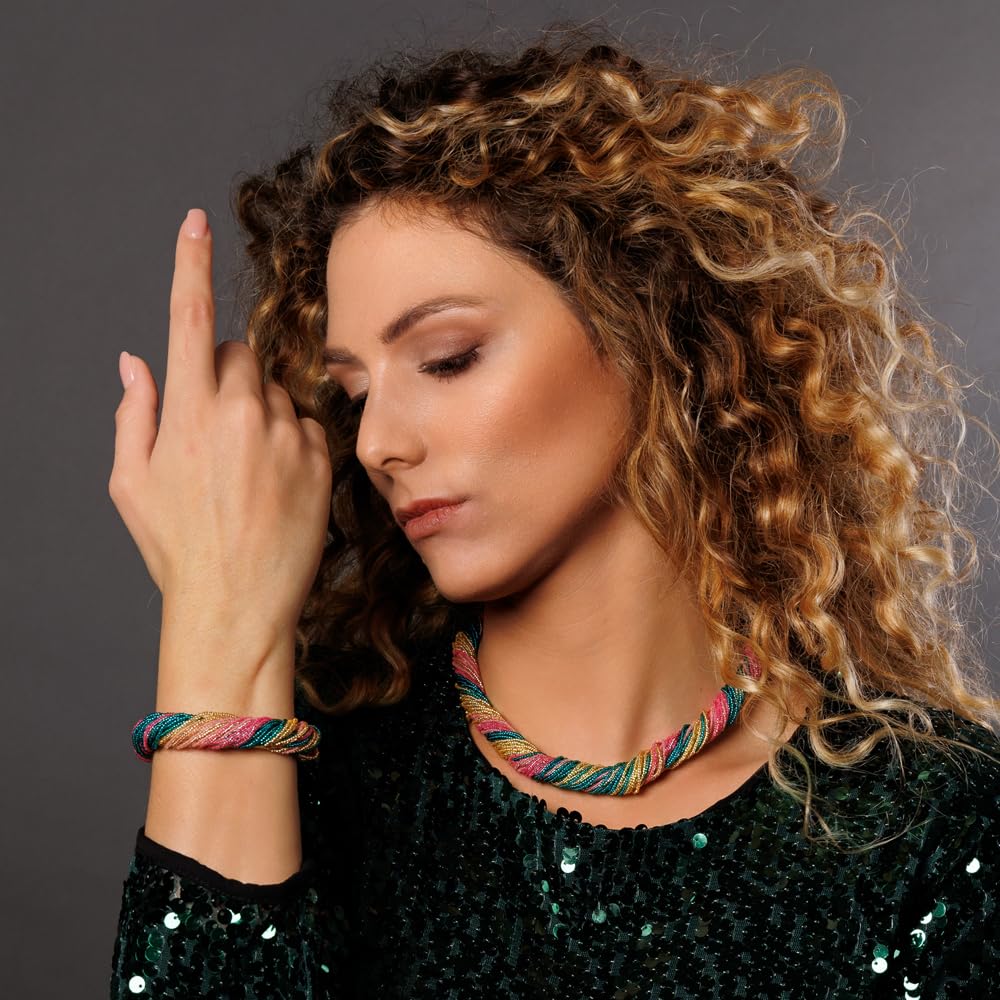 Venetiaurum - Bracciale Multifili per Donna In Vetro e Argento 925 - Gioiello Made In Italy Certificato