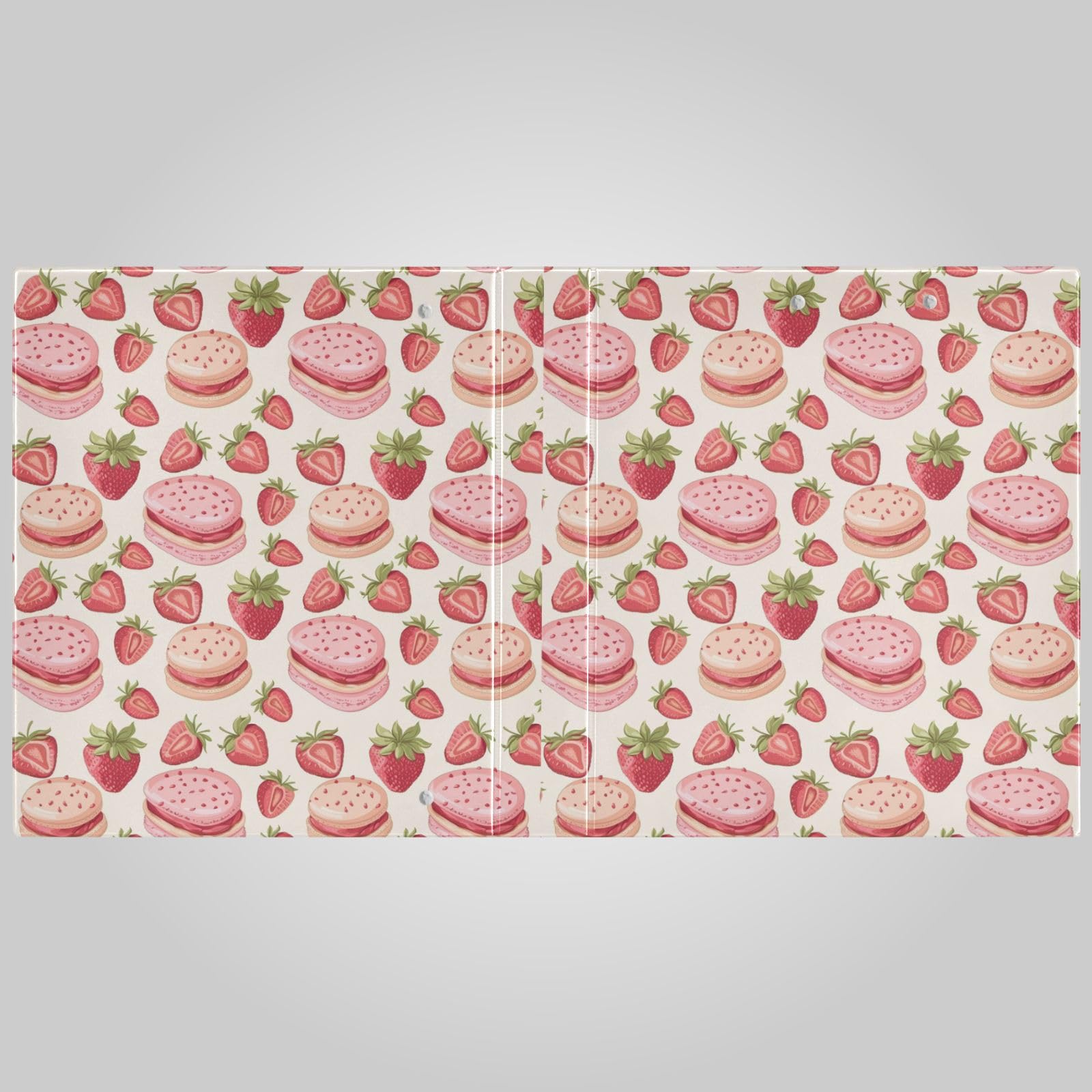 Classeur à 3 Anneaux En Forme De Gâteaux Aux Fraises Roses, 3,8 Cm, 200 Feuilles, Classeur à Papier A4 Pour La Maison, L'école, Le Bureau, 1 Lot